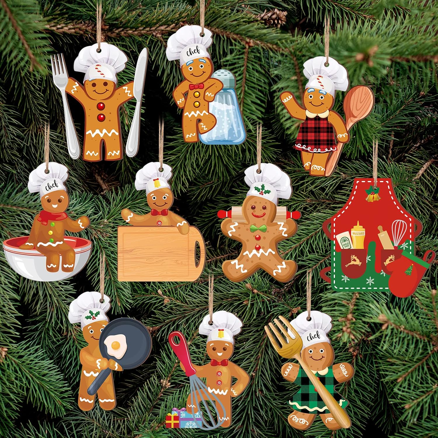 30 Pieces Christmas Baking Tool Ornament Hanging Baking Gingerbread Decorations Farmhouse Chef Bakers Apron Ornament Wooden Christmas Tree Decoration Set for Xmas Tree Home Decor 30 Pieces Christmas Baking Tool Ornament Hanging Baking Gingerbread Decorations Farmhouse Chef Bakers Apron Ornament Wooden Christmas Tree Decoration Set for Xmas Tree Home Decor