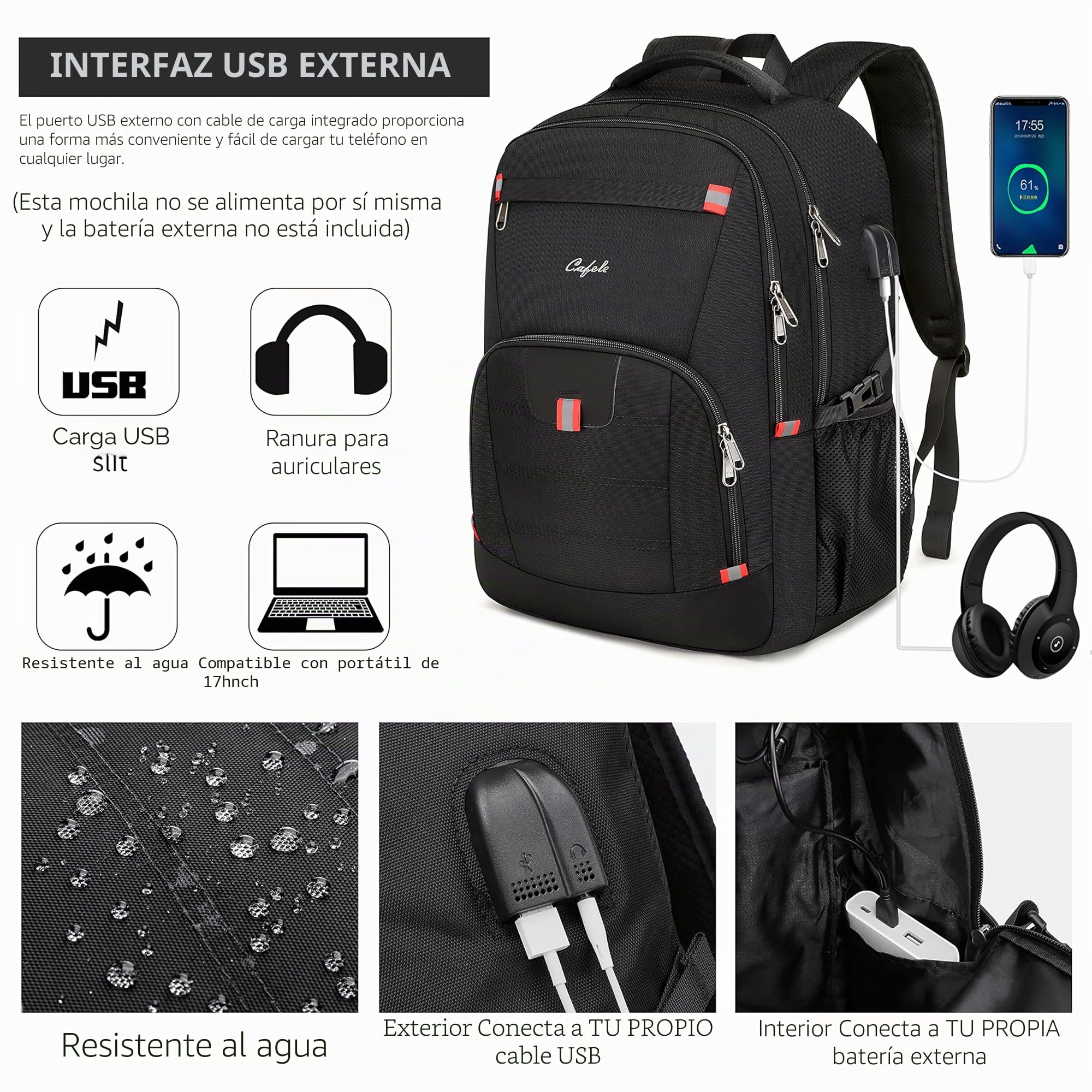 Mochila antirrobo RFID, mochila con Puerto de carga USB, mochila impermeable para adolescentes, mochila de viaje de negocios para hombres y mujeres