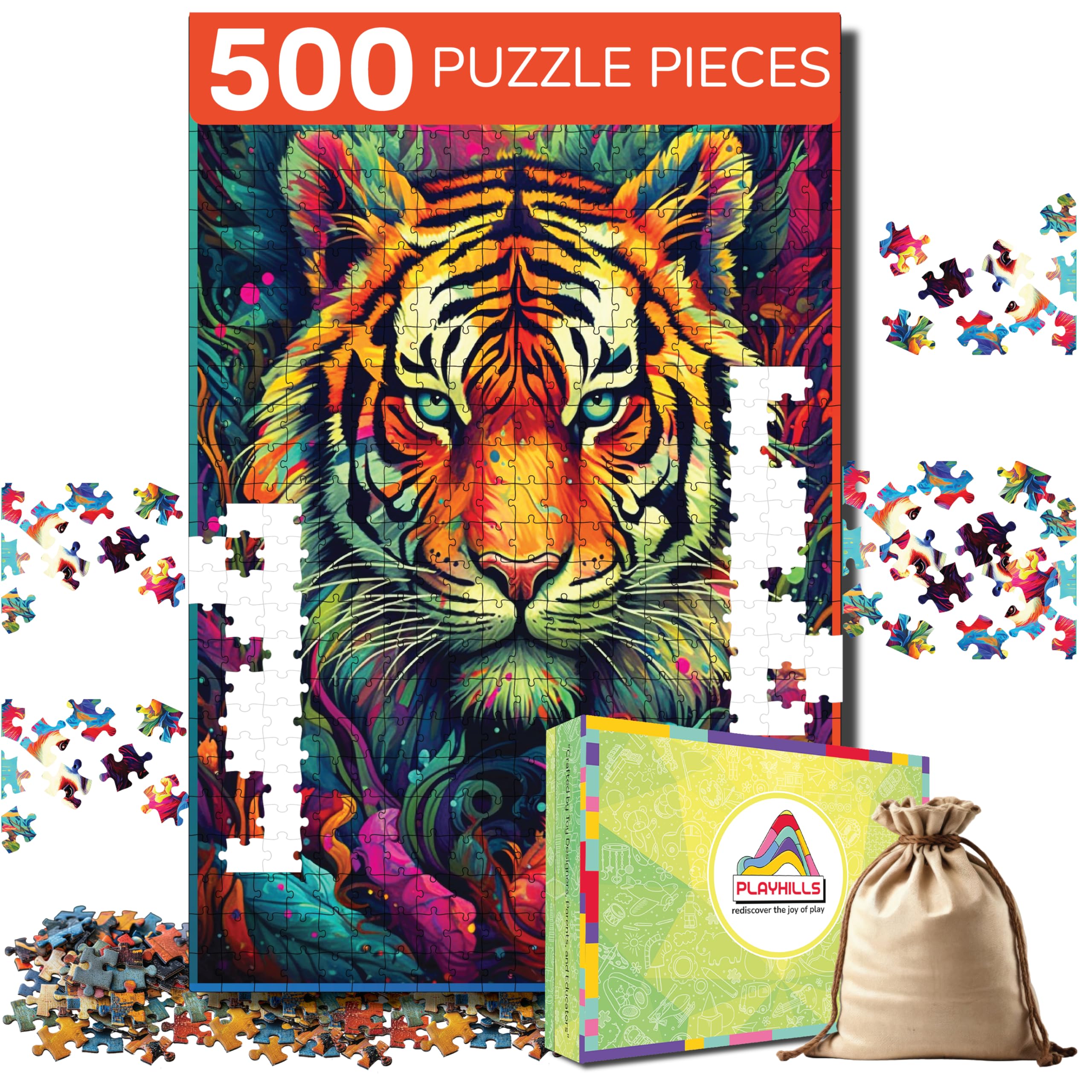 Playhills Spirit Animal The Fearless Tiger 500 Pieces Jigsaw Puzzle for Children and Adults 13+ Years| Perfect Fun for Teenage Party and Family Activity Games (B0DGDDVNTW) Amazon Price History, Amazon Price Tracker