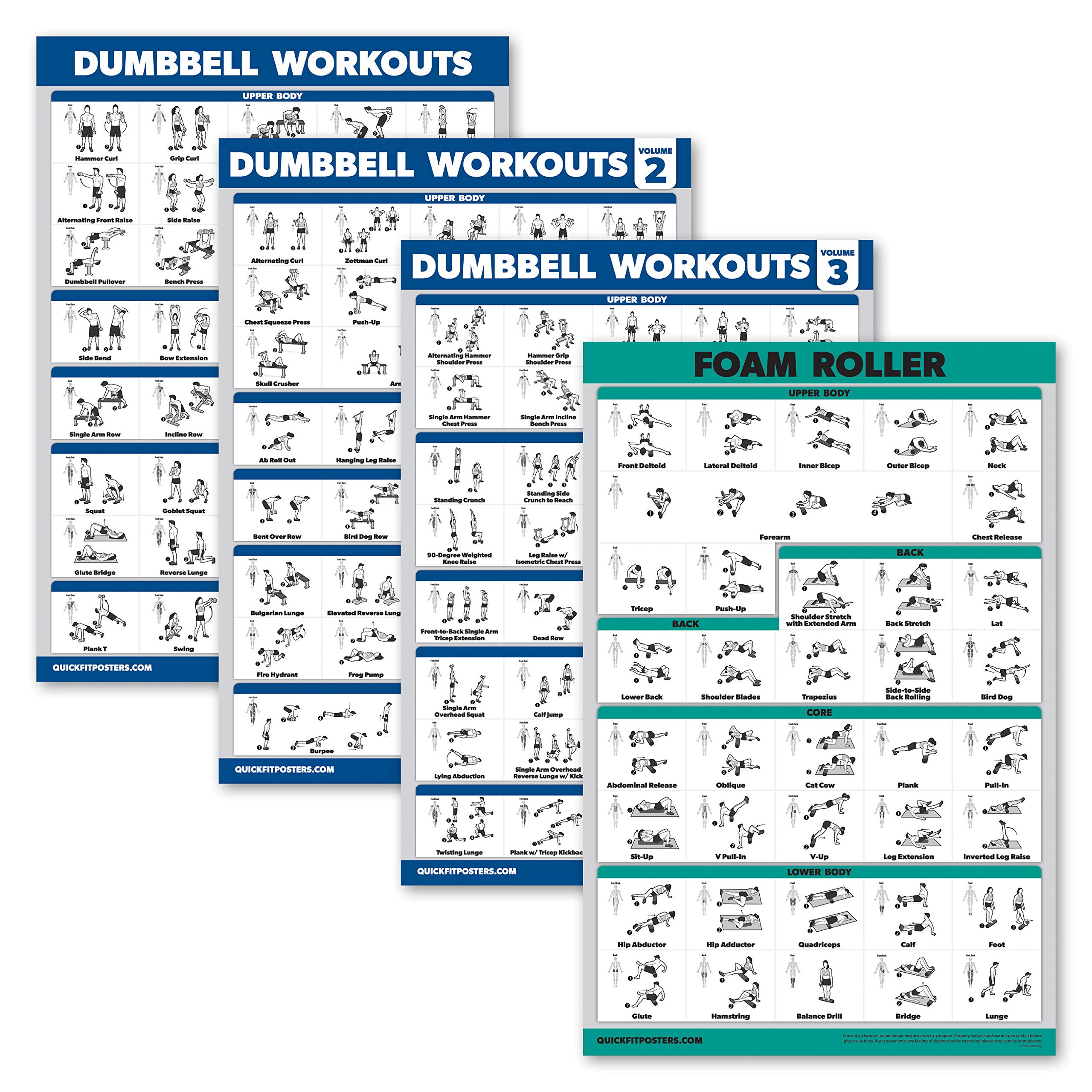 Buy 4 Pack Dumbbell Workout s Volume 1, 2 & 3 + Foam Roller Exercise