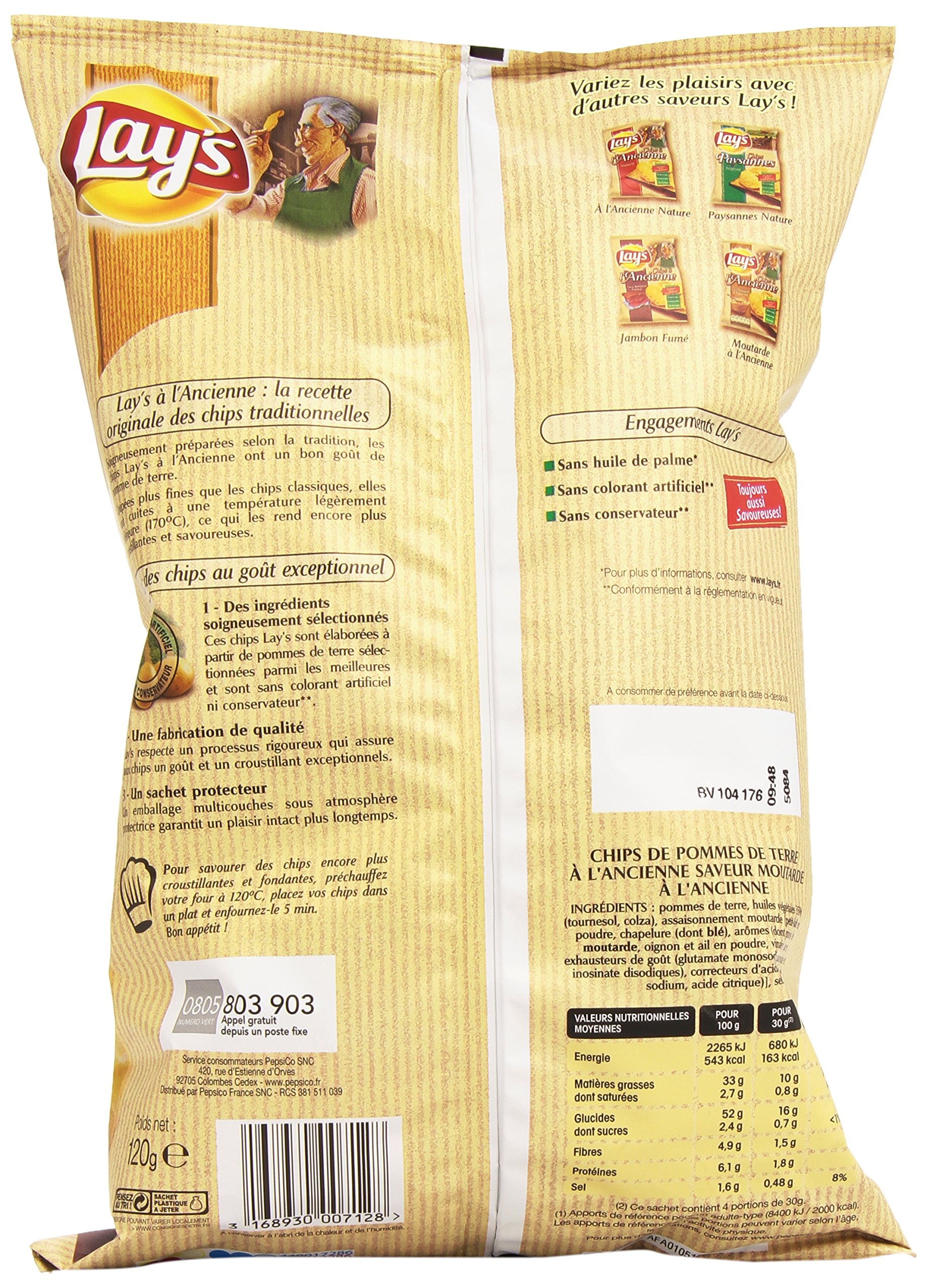 Lay's Chips, sabor a mostaza, 120 g