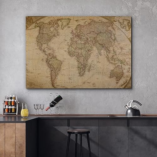 Miniatura 2 de wall26 Lienzo impreso para pared, diseño de globo antiguo, mapa del mundo, historia educativa y escolar, arte moderno, mapa del mundo, decorativo,