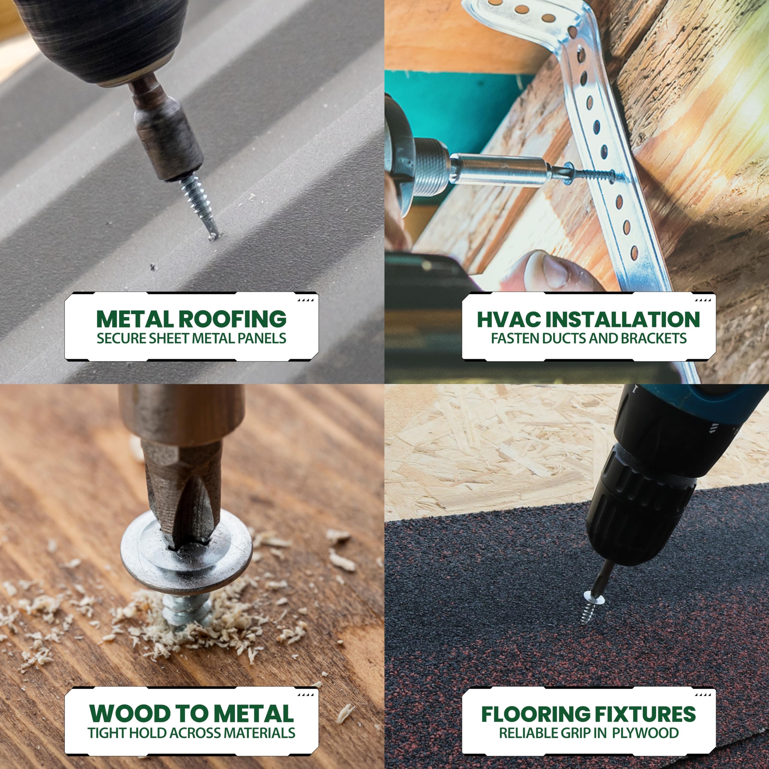 450 viti autofilettanti per metallo, legno e plastica, viti autofilettanti in acciaio inossidabile 410 di alta qualità, include #8 (1/2", 5/8", 3/4", 1", 1-1/4") #10 (1/2", 5/8", 3/4") 2 cm. 5 cm
