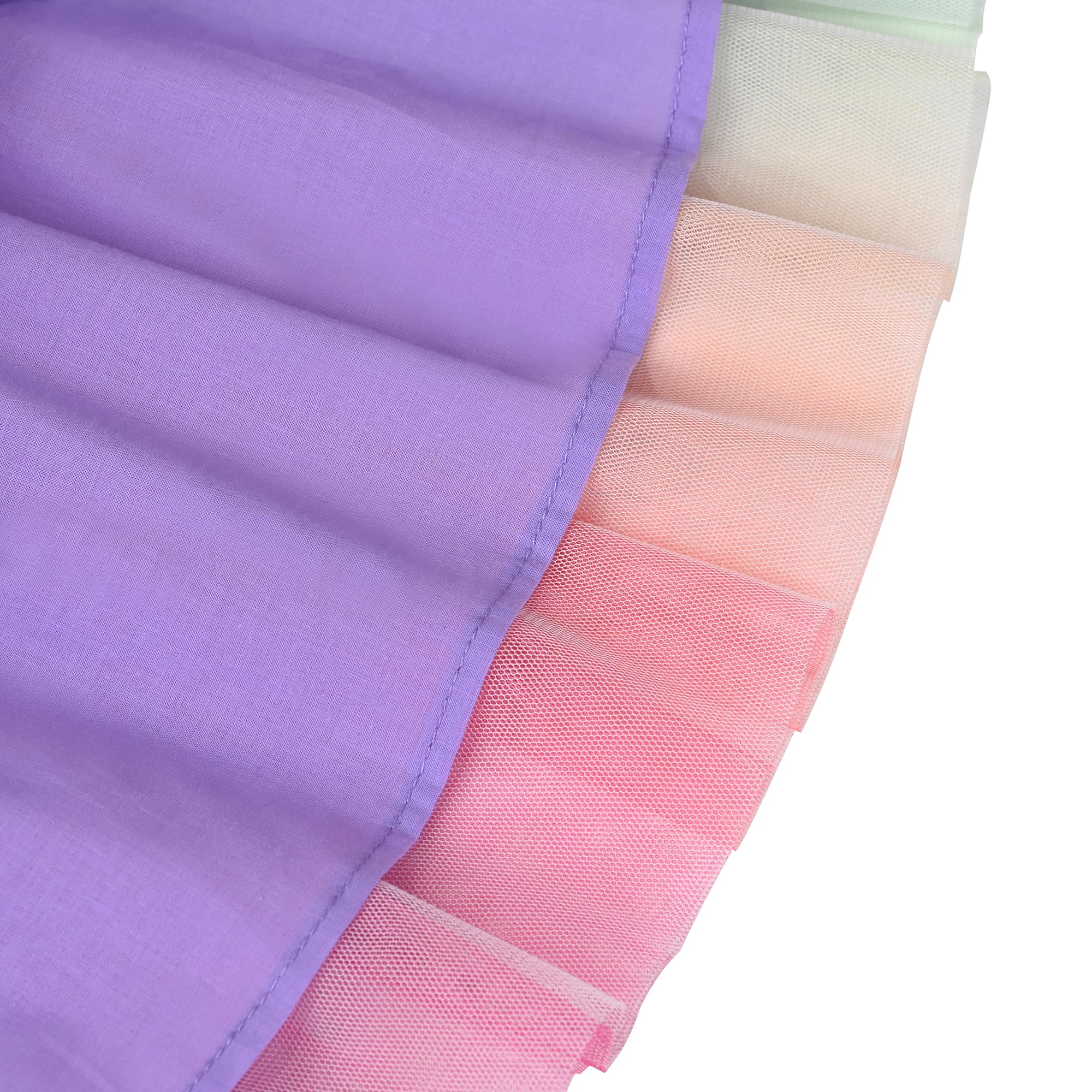 Robe Fille Jupe en Tulle Arc-en-ciel Manches Courtes Anniversaire Fête