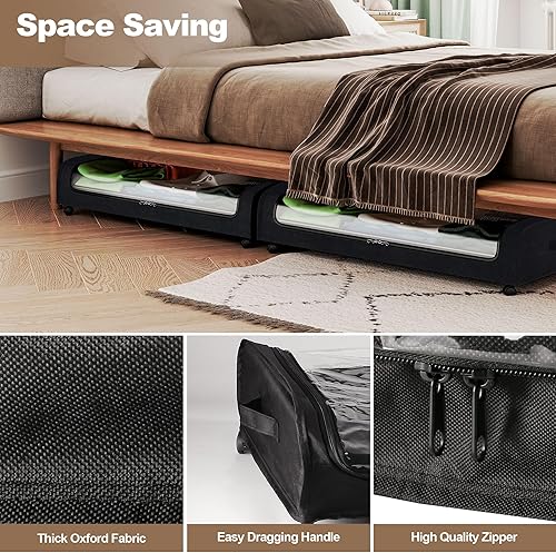 Miniatura 4 de BULIJUJU Cajones de almacenamiento debajo de la cama con ruedas para ropa, libros, juguetes, contenedores de almacenamiento de zapatos debajo de la