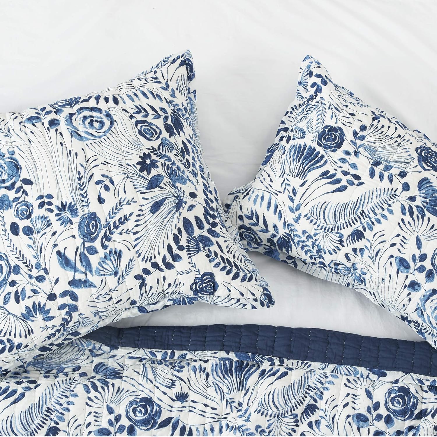 C&F Home 20" x 26" Starla Floral Flowers Decorative Standard Pillow Sham All Seasons Spring Springtime Home Bed Bedroom Machine Washable Decor Decoration Standard Sham Navy