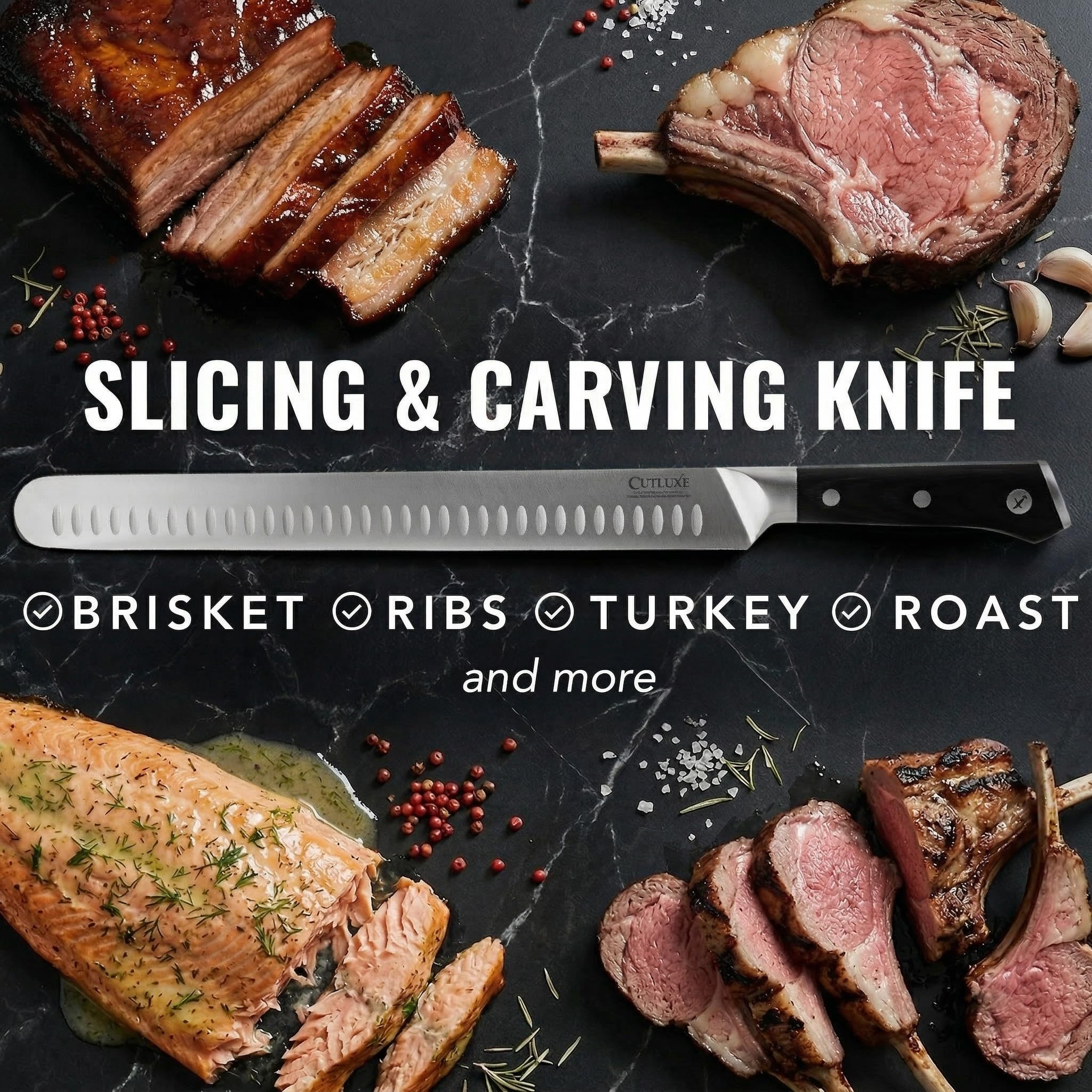 Cutluxe Brisket Knife, 12" Carving & Slicing Knife for Meat & BBQ — Amazon image 3