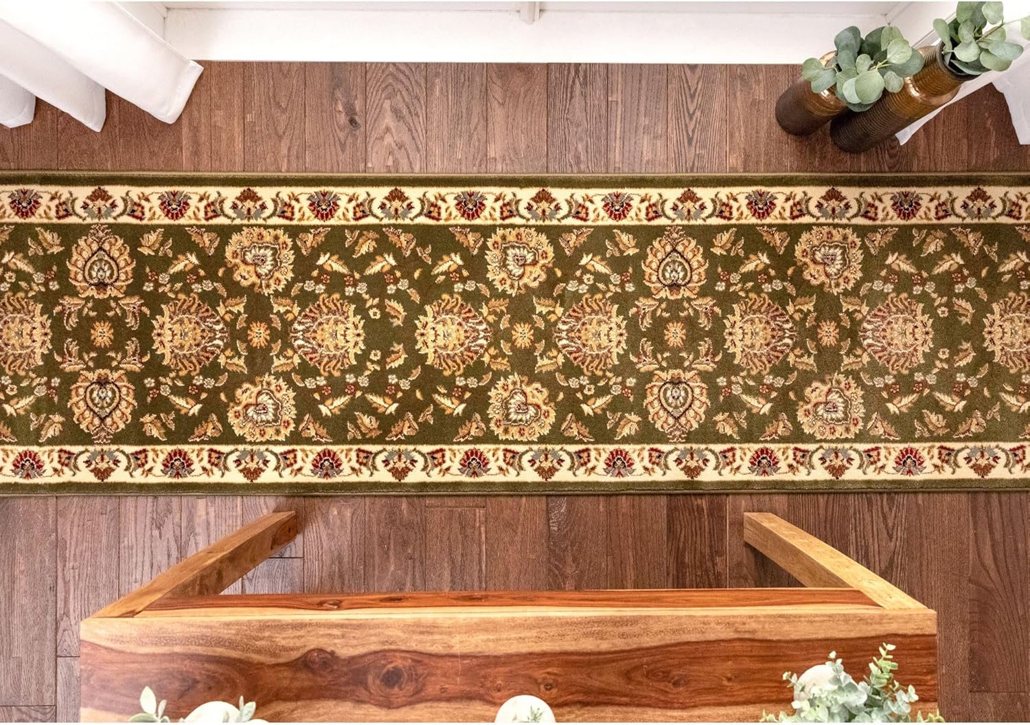 Well Woven Timeless Collection Abbasi Green 2x7 Runner Luxurious Oriental Traditional Area Rug Perfect for Living Room Bedroom or Dining Room Easy-to-Clean Durable Design