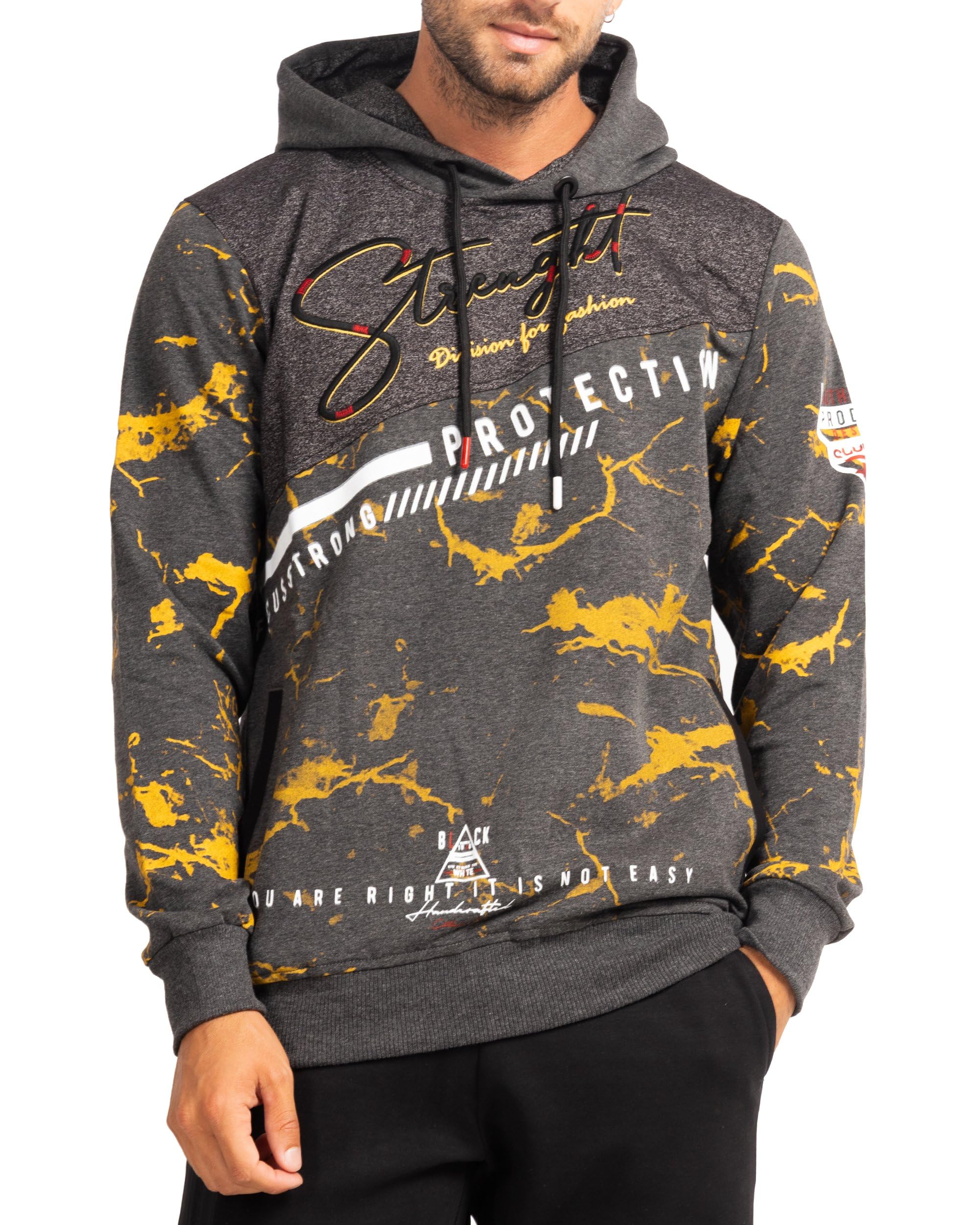 Subliminal Mode Sweatshirt à Capuche Homme Manches Longues Bicolore avec Poche BX2628