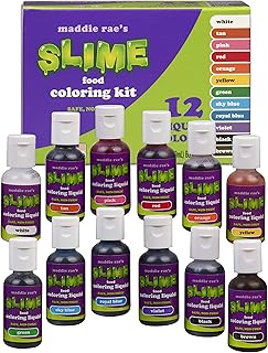 Maddie Rae's Food Coloring Kit - 12 Color Variety Kit - Safe, Food Grade Non Toxic Formula for all Slime Making