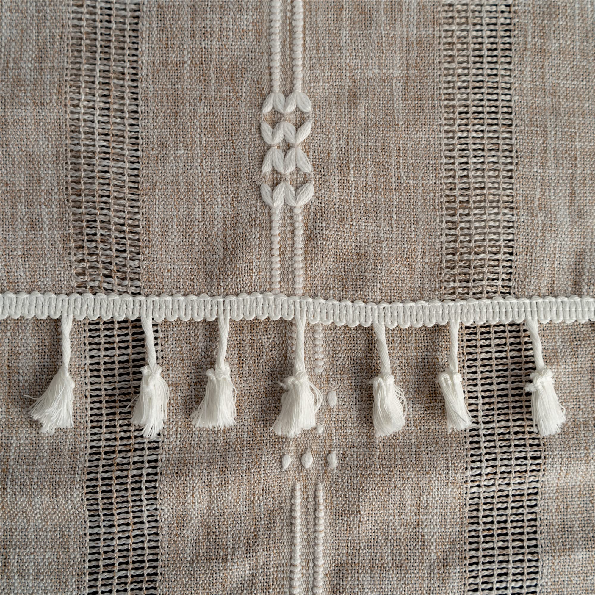 Tovaglia quadrata ricamata rustica in tessuto jacquard a righe
