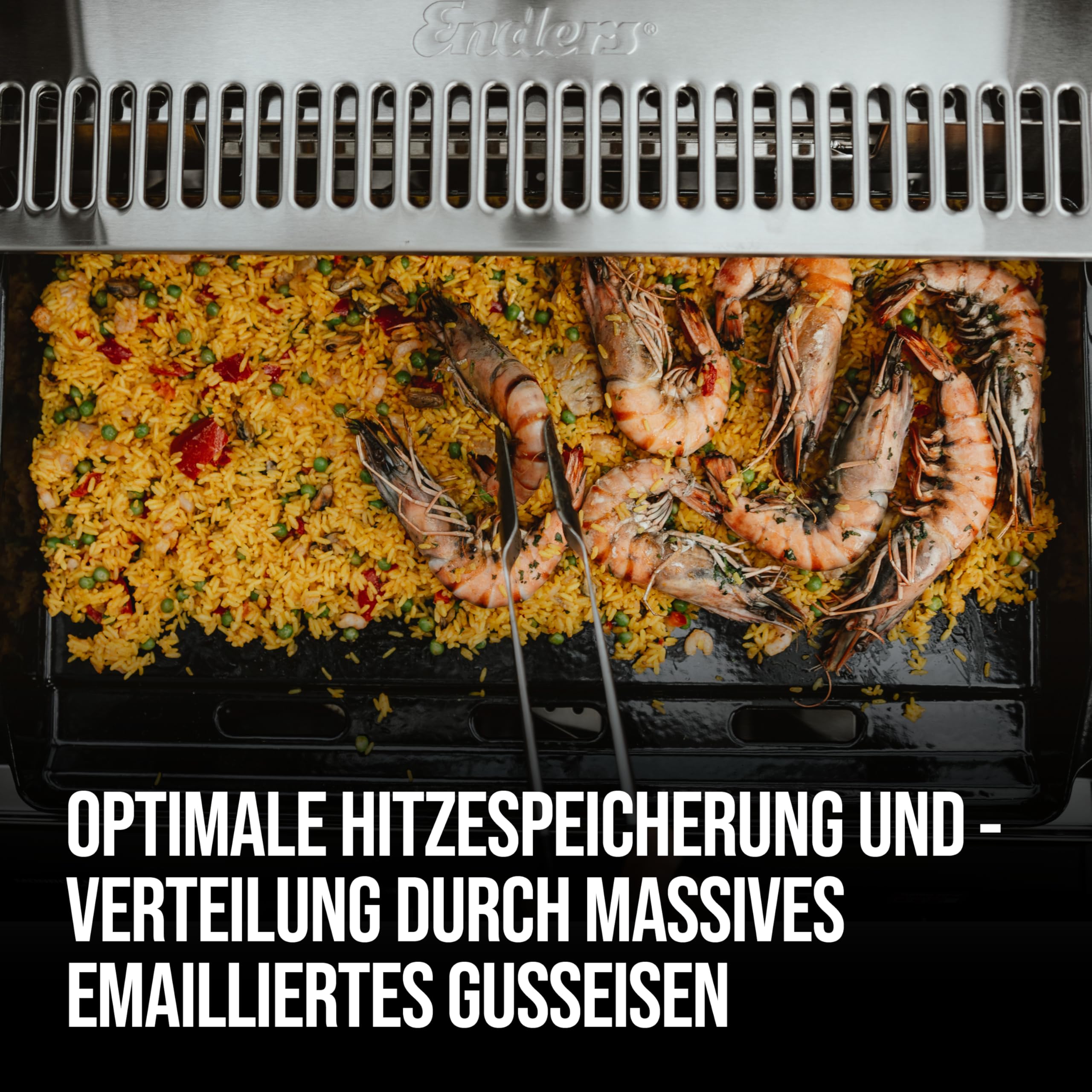 Enders® Plancha XL für Monroe PRO 4, für Colorado 4 + 6, Grillfläche von 1.700cm², integrierte Fettrinne und Ablauf, Hitzespeicherung #7884, Schwarz