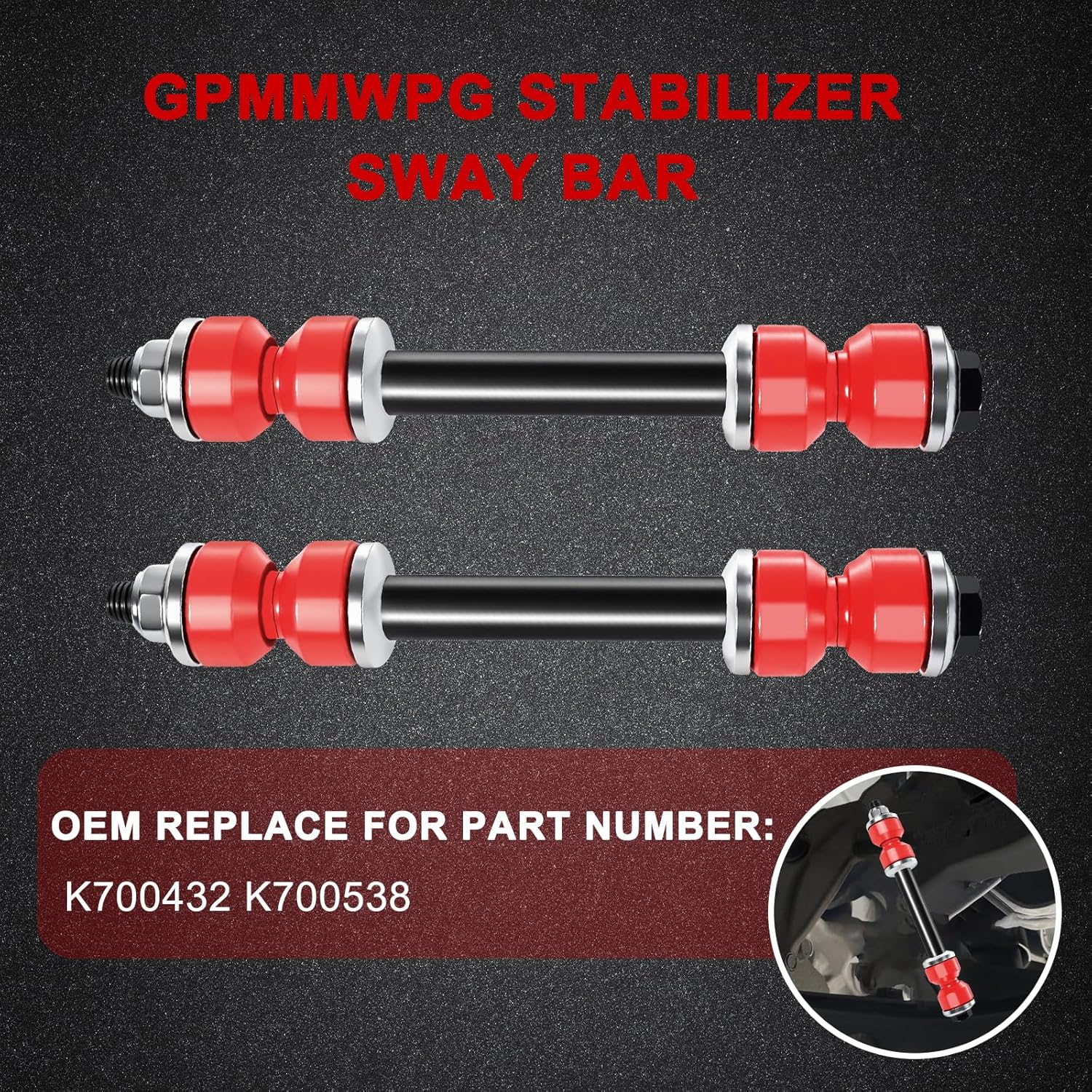 Suspension Stabilizer Bar Link Compatible with Chevy Silverado 1500, for Sierra 1500, for Escalade Yukon Tahoe Avalanche, Front Sway Bar End Link Kit Replace for K700432 K700538
