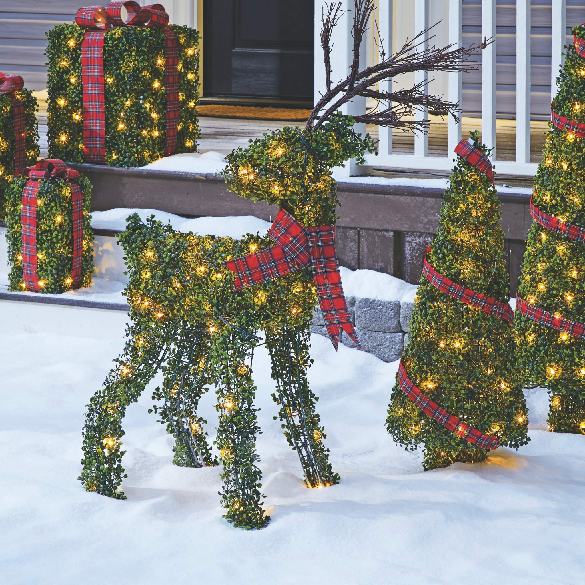 NOMA 4.4 Ft. PreLit Light Up Topiary Winter Garden Reindeer Outdoor