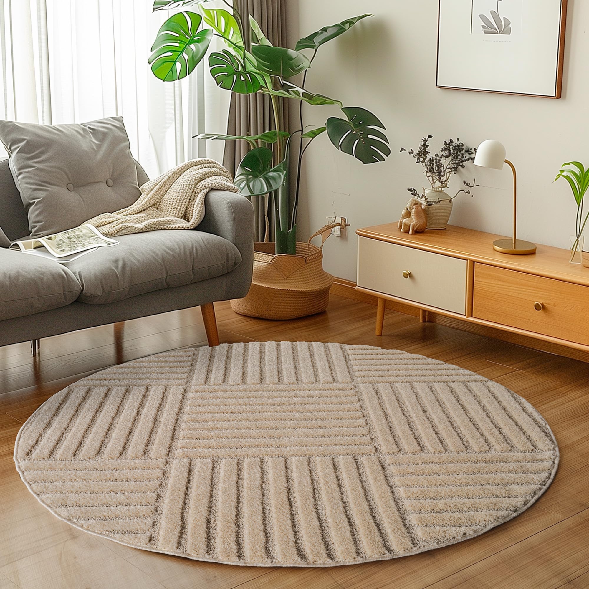 Carpetsale24 Wohnzimmer Teppich Hochflor Skandi Boho Karo Muster Hoch-Tief Struktur Shaggy Langflor Weich Flauschig Strapazierfähig Pflegeleicht Modern für Schlafzimmer