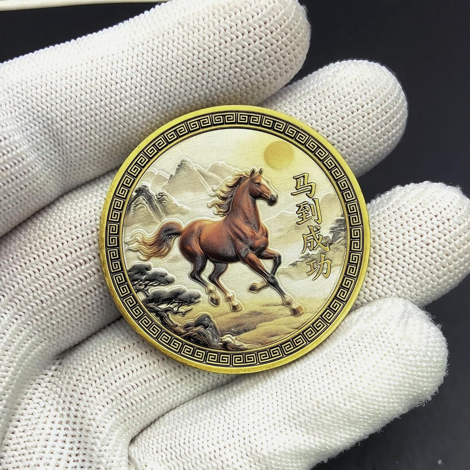 Chinese Feng Shui Lucky Coin with Horse Symbol for Success and Prosperity - Commemorative Coin for Good Luck, Fortune, and Positive Energy - Ideal Lucky Charm Gift & Lottery Ticket Scratcher Tool