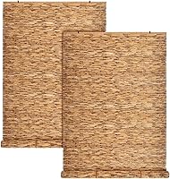 DoubleFill 2-Pack Cordless Bamboo Reed Roll Up Shades 36x72 Carbon Brown - Outdoor Patio Porch Privacy Blackout Blinds