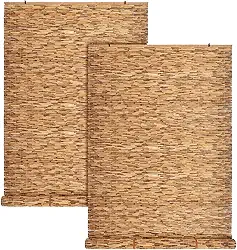 2 persianas de bambu para ambientes externos 91,44 cm L x 182,88 cm A, persiana blackout de bambu sem fio para decoração de varanda, pátio e janelas, tela de privacidade com luz solar