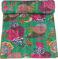 Vista 13 de Marubhumi Colchas indias hechas a mano, edredones de algodón puro reversible, edredón vintage Kantha, edredón, estampado de frutas, rosa bebé