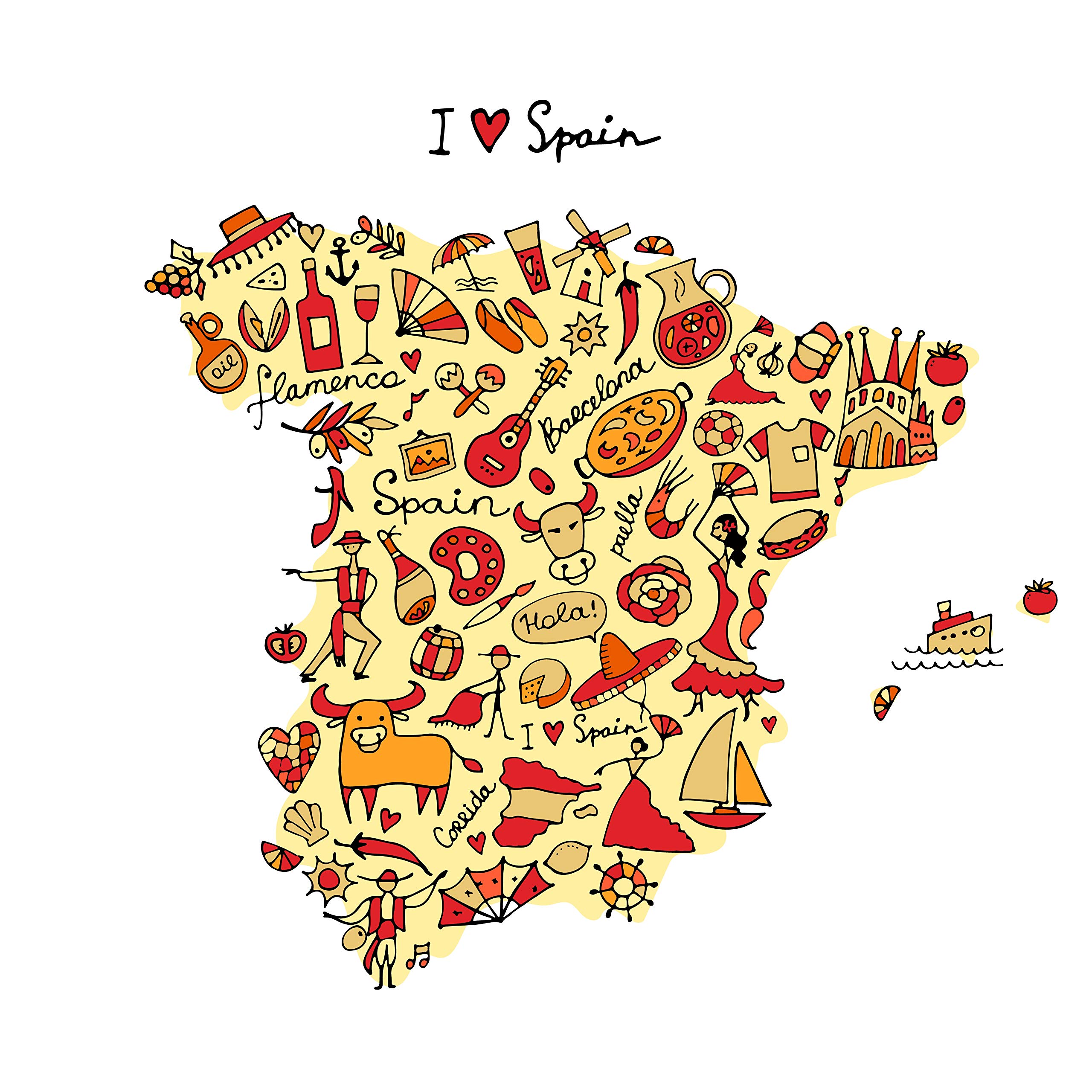 Half a Donkey I Love Spain - Large Cotton Tea Towel