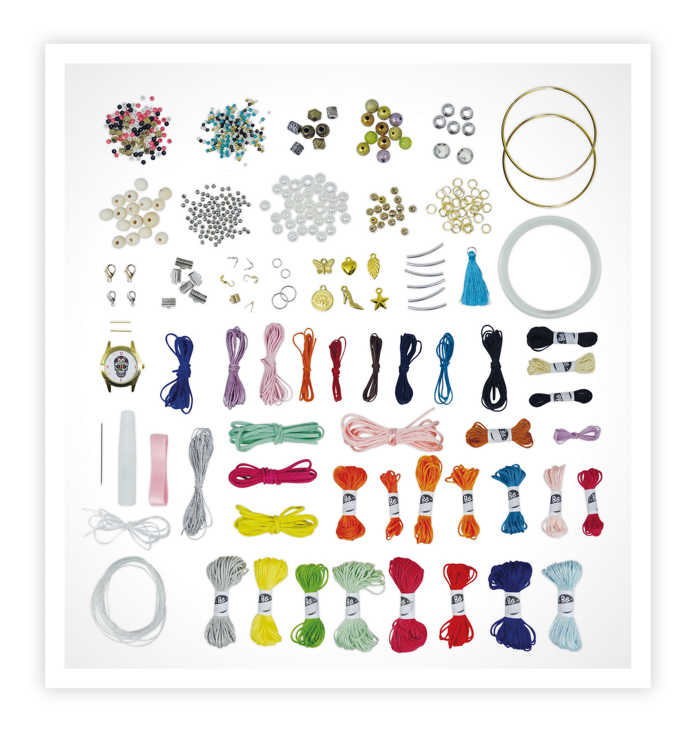 Kit De Megapulseras Be Teens – Set Para Hacer 20 Pulseras Con Cuentas, Cintas, Hilos Y Dijes, Técnicas De Tejido Shamballa Y Amistad, Incluye Folleto, A Partir De 8 Años