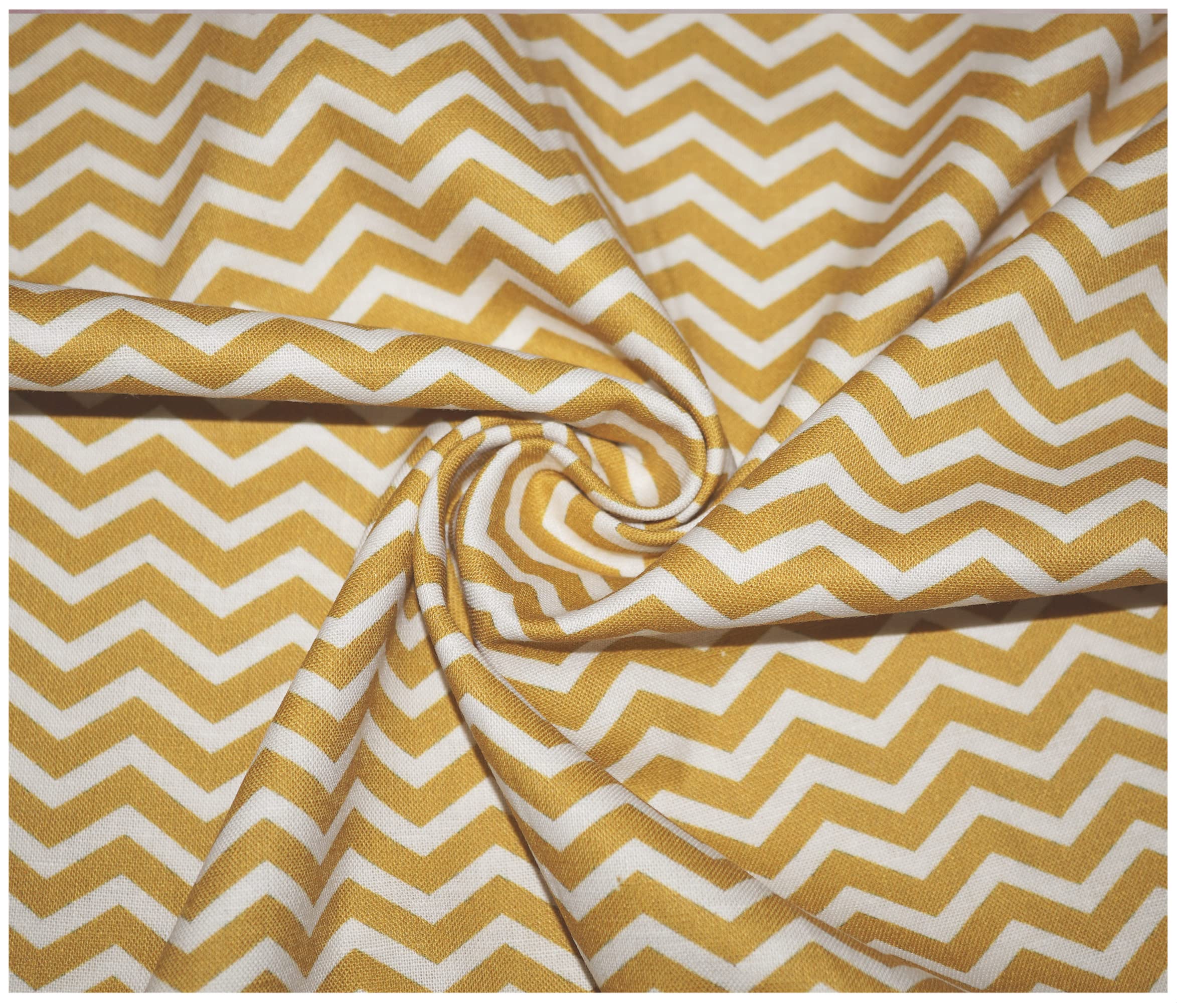 100% Cotton Chevron Zig Zag Poplin Fabric Sewing Arts & Crafts Dressmaking in 13 Colours (2 Metre (200 x 140cm), Mustard)