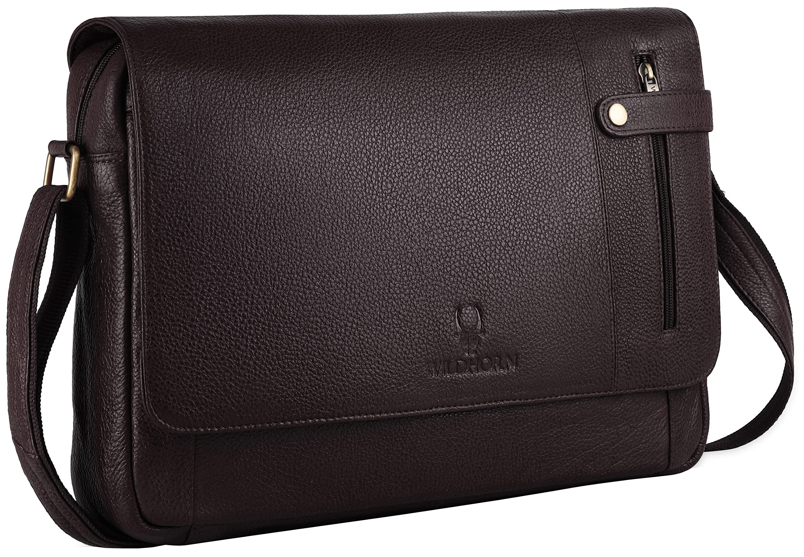 WildHorn Genuine Leather Laptop Messenger Bag for Men | Stylish Office Bag with a Padded Laptop Compartment & Adjustable Strap | Designed to Fit Laptops up to 14 Inches | Backed by a 1-Year Warranty