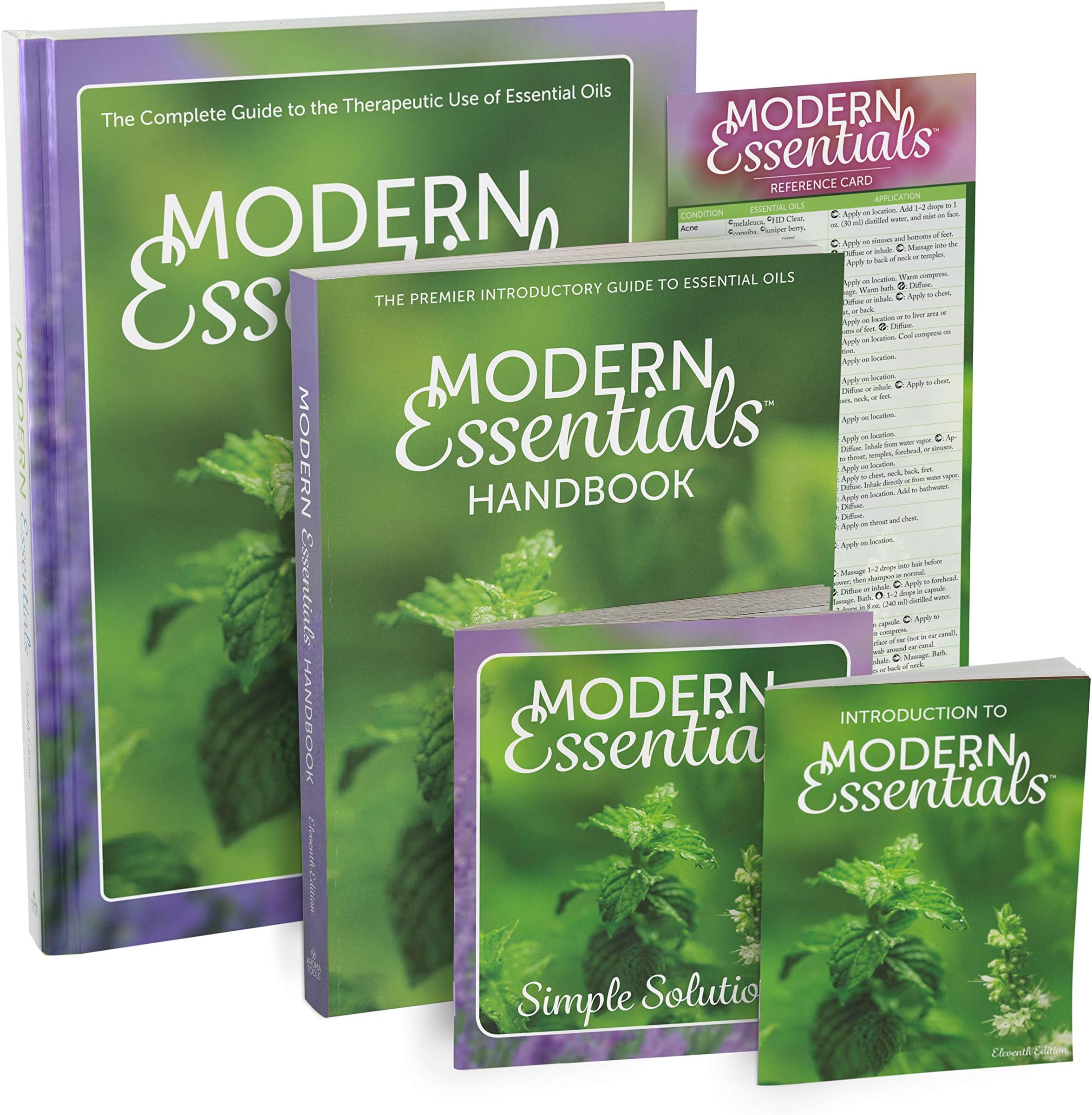 Modern Essentials 11th Ed. Bundle, Essential Oil Reference Books with doTERRA Oil Names, ME Hardcover, ME Handbook, Intro to Me, Reference Card & ME Simple Solutions, 2019