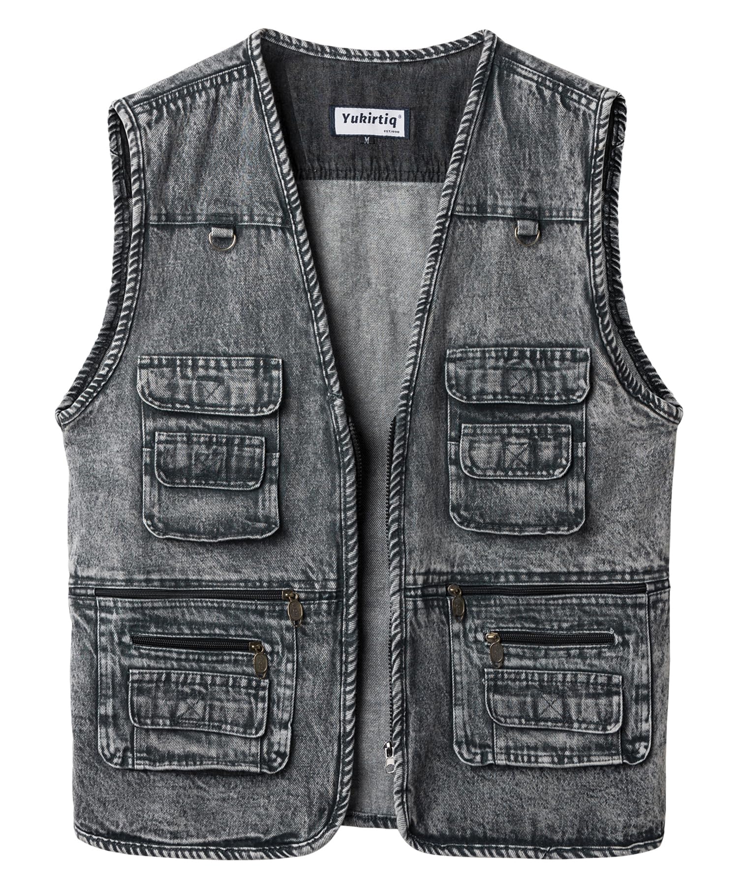 Gilet di Jeans da Uomo Multitasche Giacca Jeans Senza Maniche Retro Vintage Gilet Denim Smanicato Jeans