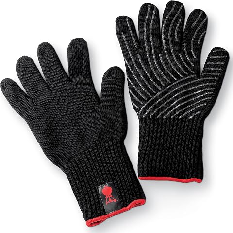 Weber Premium Grillhandschuhe - Größe L/XL, 1 Paar, aus Kevlarmischgewebe, Schwarz und mit Silikonnoppen, Schutz vor sehr hohen Temperaturen - Schwarz (6670)