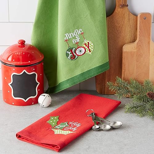 Miniatura 4 de DII Toallas de cocina navideñas para decoración navideña, 18 x 28 pulgadas, cascabel para alegría, 2 piezas