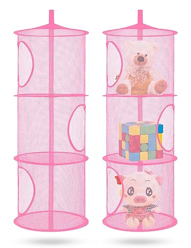 Libeder Organizador de bolsas de almacenamiento colgante de malla para ahorrar espacio, organizador de almacenamiento plegable, 3 compartimentos,