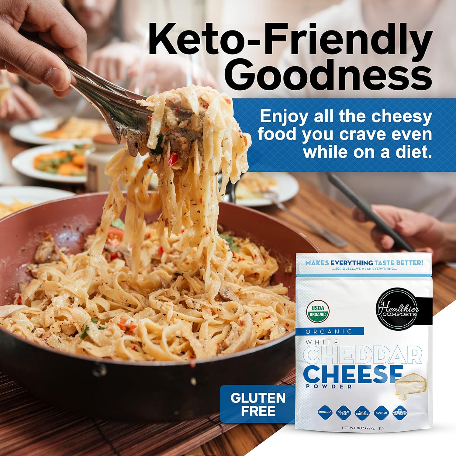 Buy Healthier Comforts Organic White Cheddar Cheese Powder Gluten