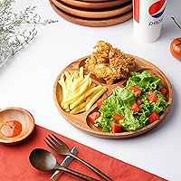 Vista 4 de VieWood Bandeja de madera para servir, platos de madera divididos de 3 compartimentos, platos de madera para postres divididos, bebidas, cupcakes