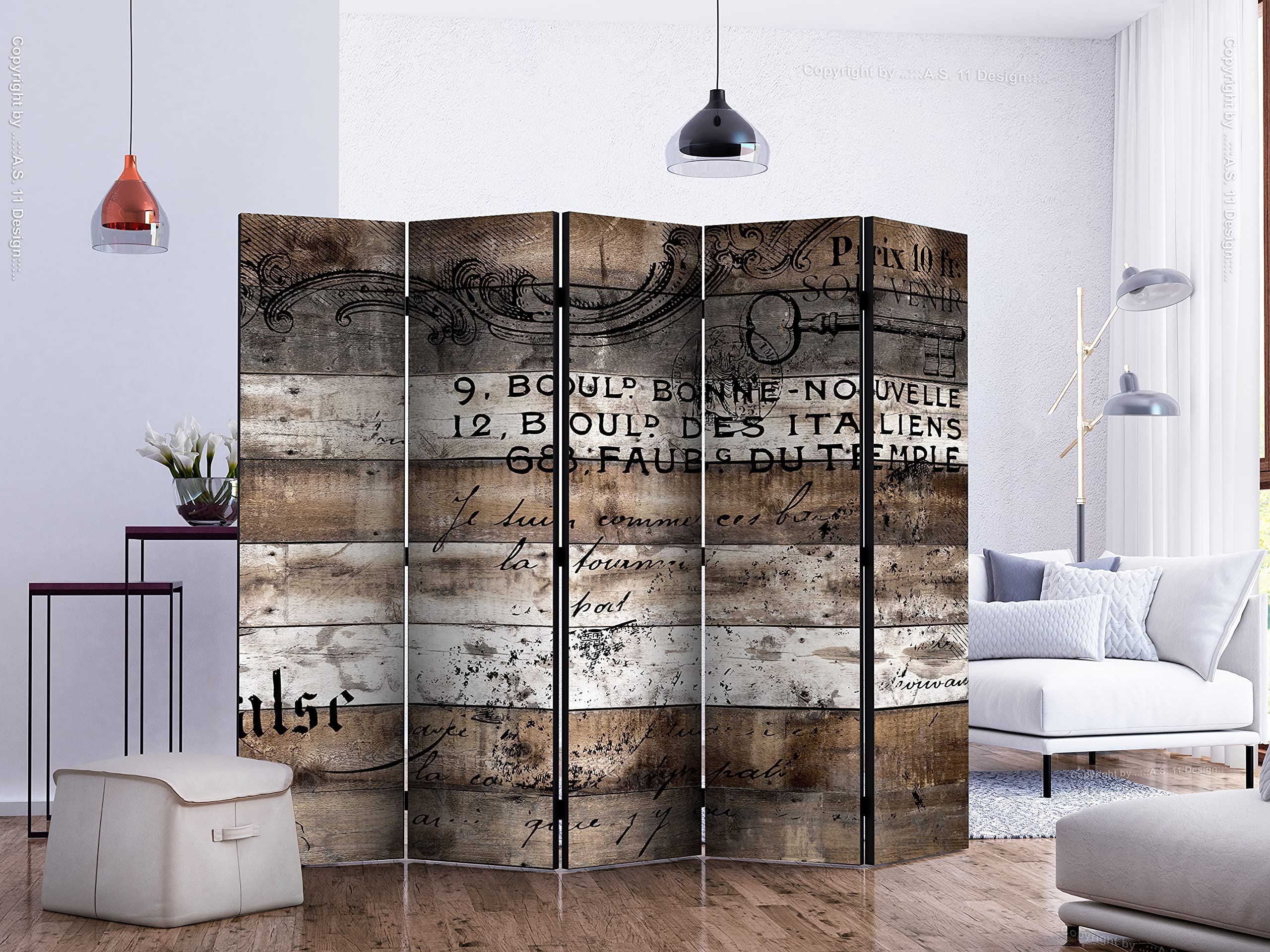 murando - Paravent Raumteiler Retro Vintage, 225x172 cm, 5-teilig, modern