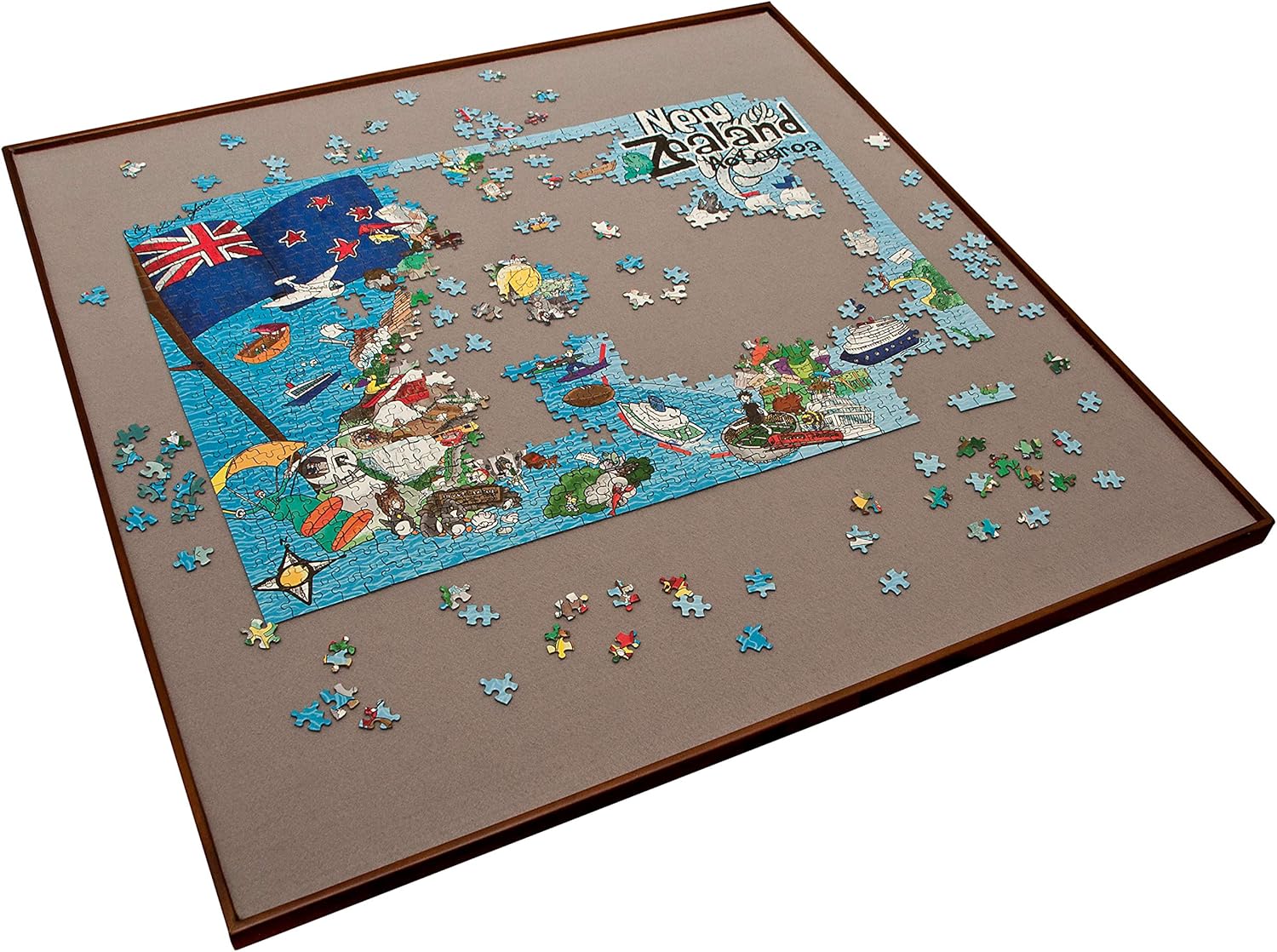 Puzzle Table Large Rotating 1500 Piece, Gray Felt Puzzle