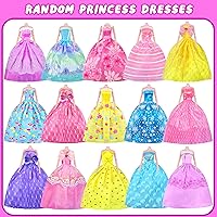 Vista 3 de 342 piezas de ropa y accesorios para muñecas con muñeca, vestidos de princesa, vestidos de moda, parte superior, pantalones, trajes de baño