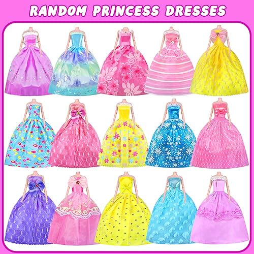 Miniatura 3 de 342 piezas de ropa y accesorios para muñecas con muñeca, vestidos de princesa, vestidos de moda, parte superior, pantalones, trajes de baño,
