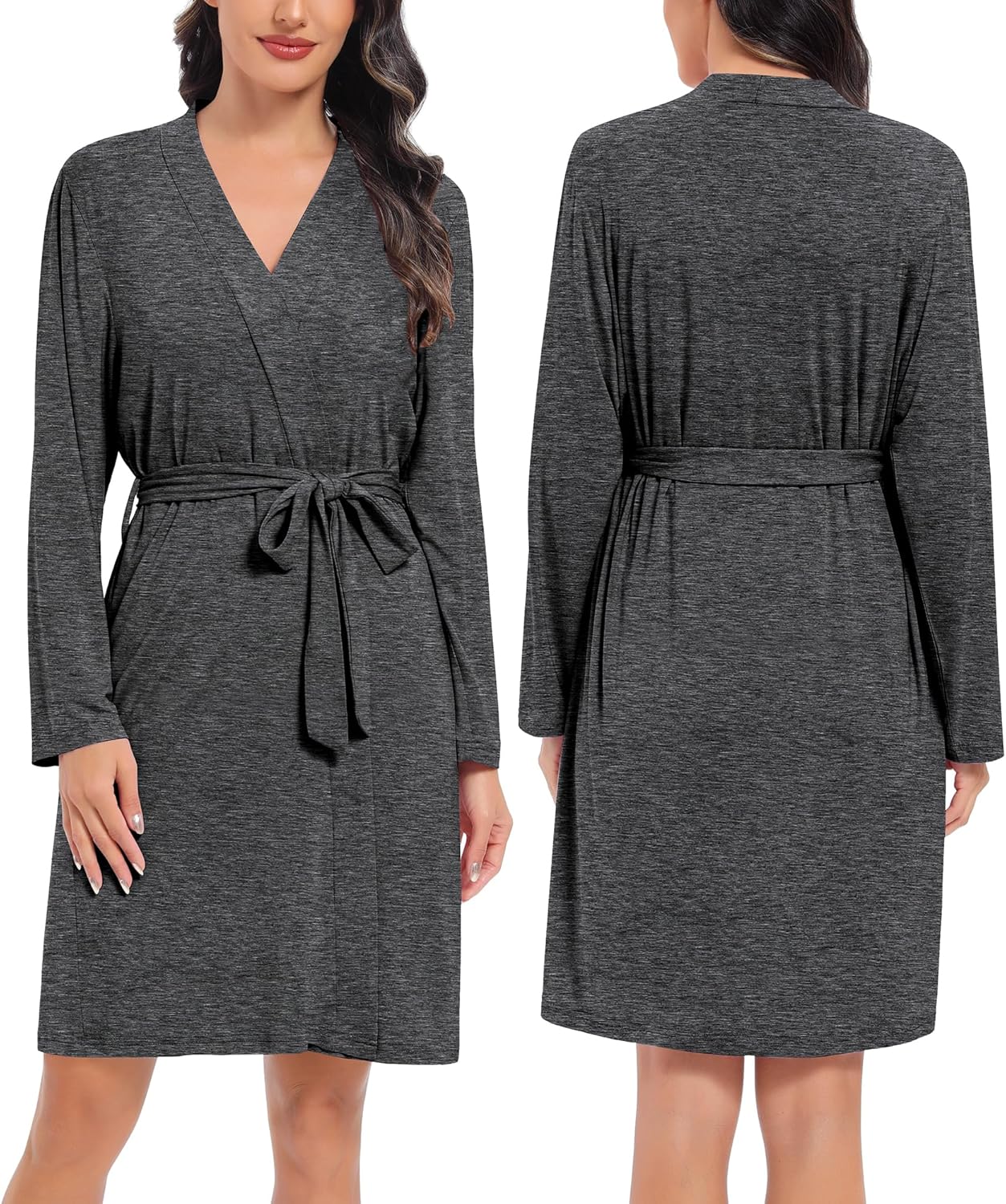 DIKFA Womens Maternity Set 2PCS Nursing Nightgown for Breastfeeding 3 in 1 Labor Delivery Nursing Dress Birthing Bathrobe Set