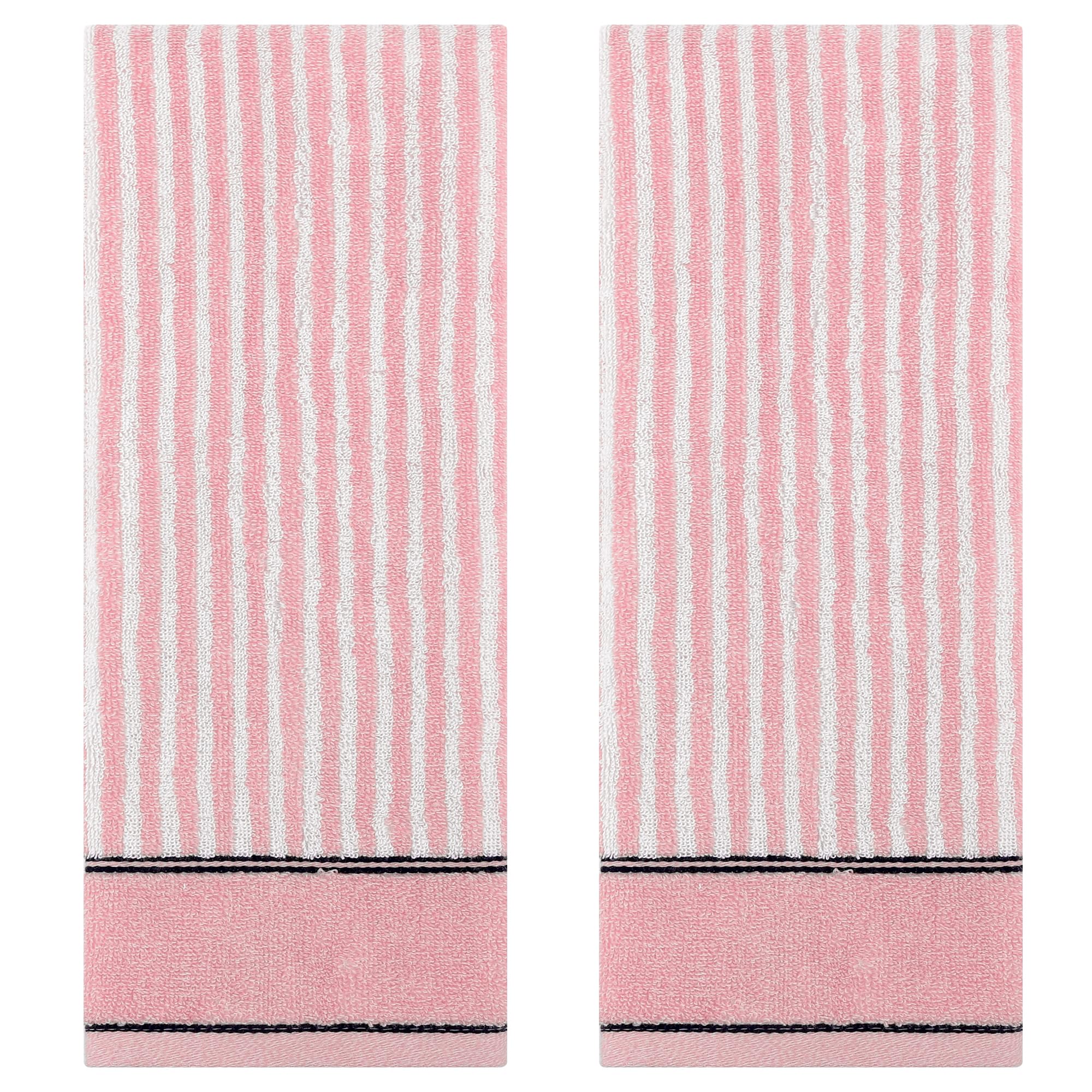 HMETOL Striped Cotton Soft Absorbent Decorative Bathroom Hand Towels