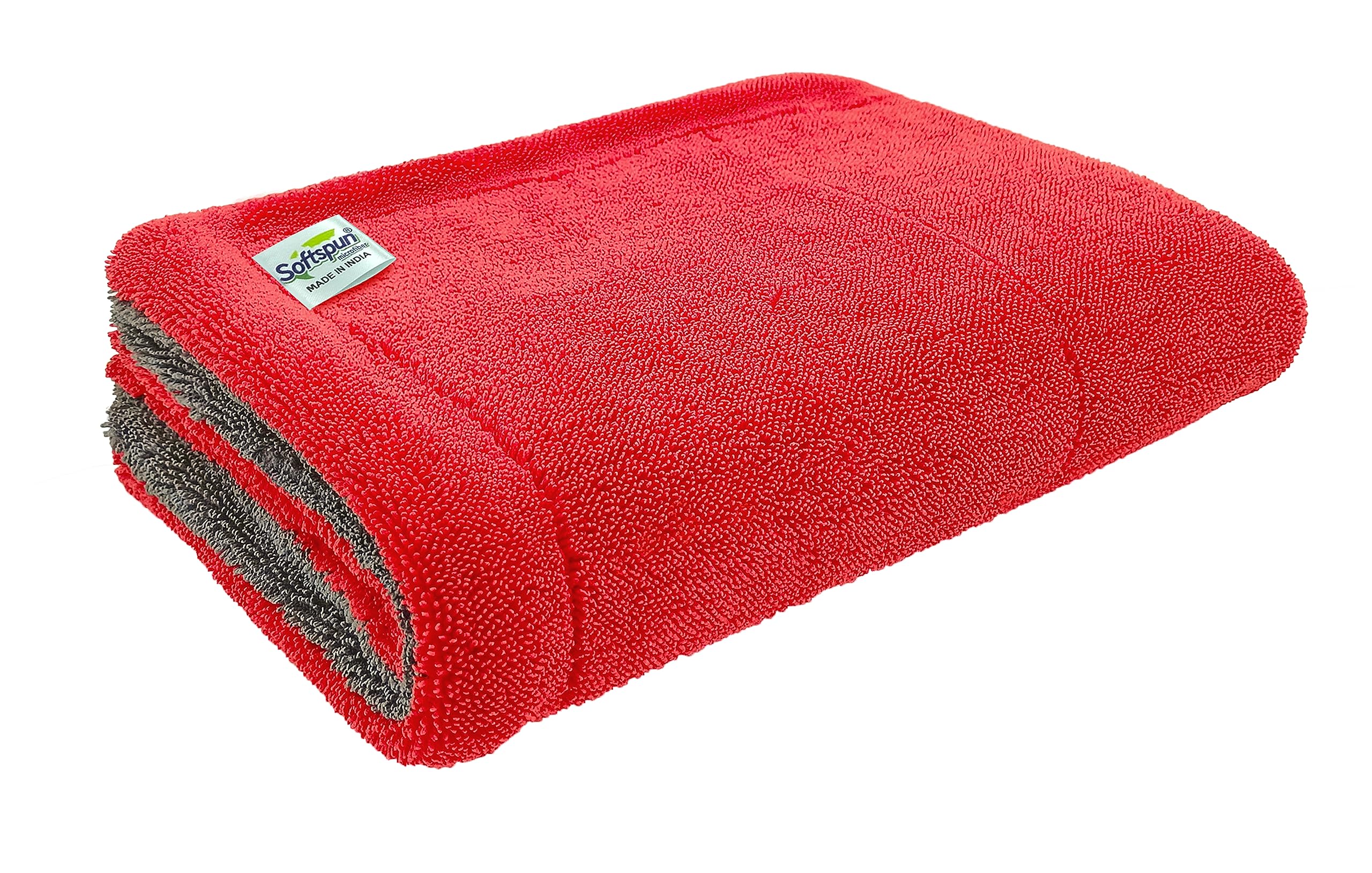 SOFTSPUN Microfiber Cloth for Home 1600 GSM 40x60 cms 1 Pcs Grey & Red Twisted Loop Super Absorbent Towel Highly Absorbent Lint and Streak Free Multi Purpose Wash Cloth for Kitchen.… (B0CGM6478W) Amazon Price History, Amazon Price Tracker