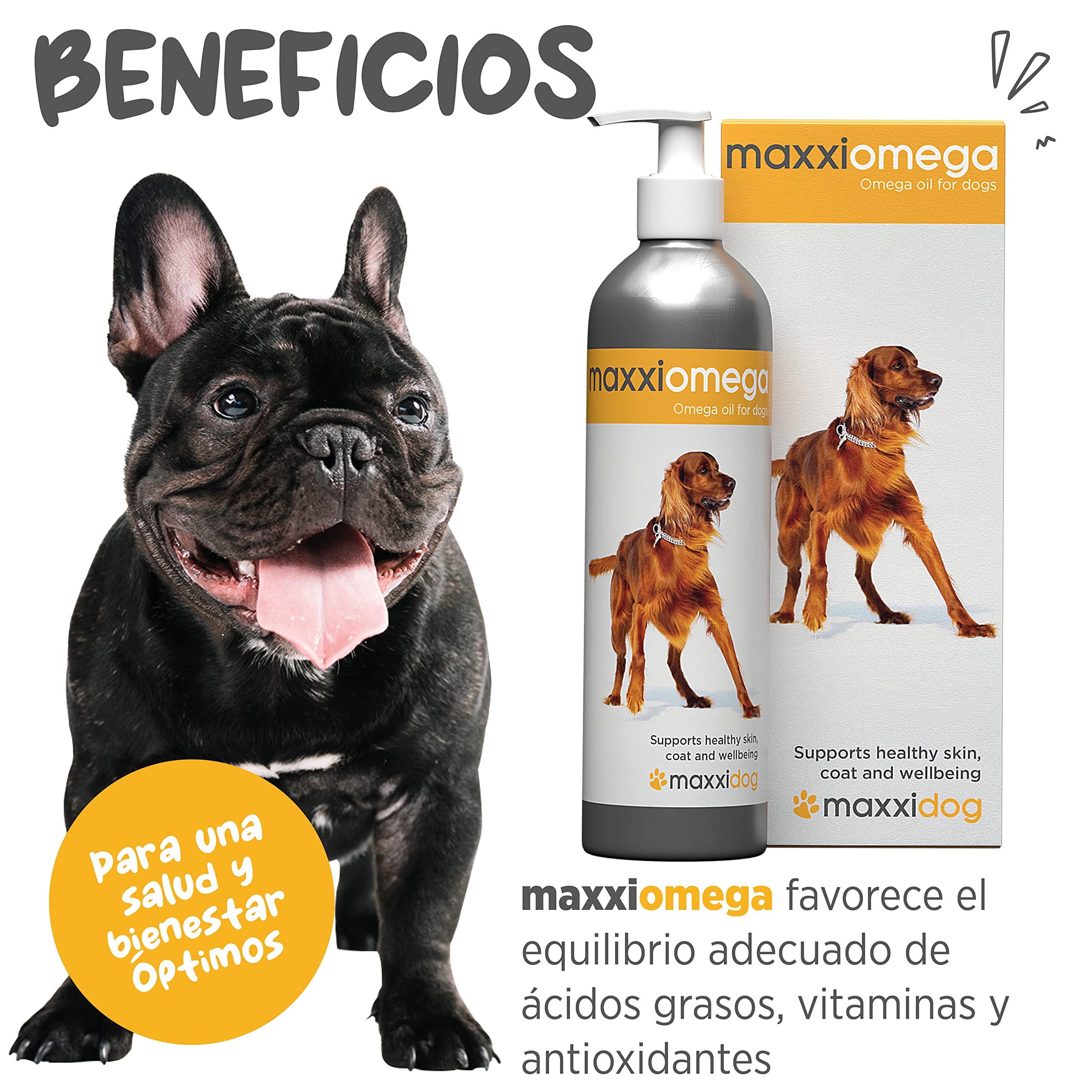 maxxipaws maxxiomega Suplemento de Aceite Omega 3, 6 y 9 para Perros - Soporte para Piel y Pelaje, 296ml