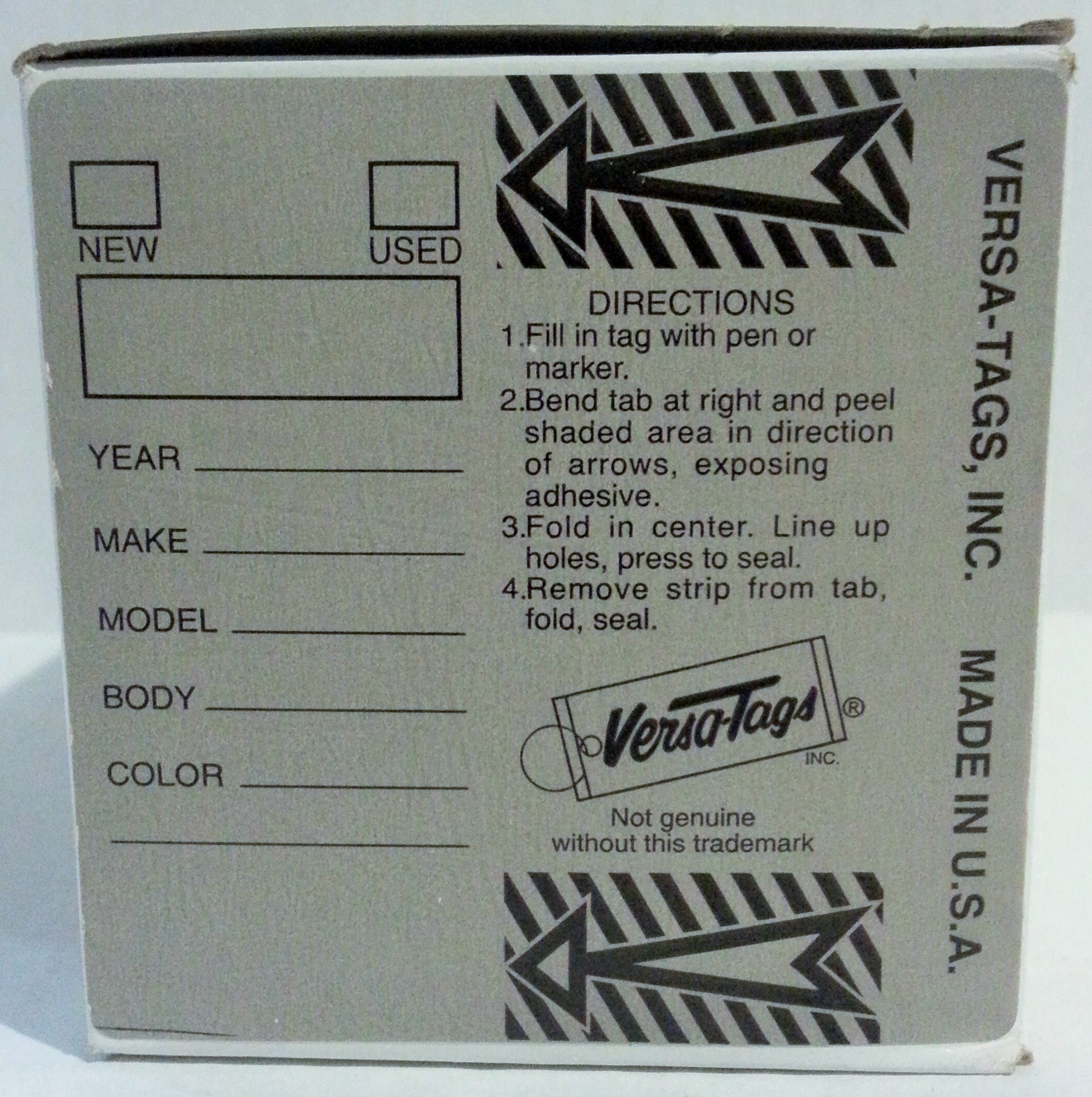 Gray Genuine Versa-Tags Key Tags, Self-Protecting (250 Tags per Box with Metal Rings)