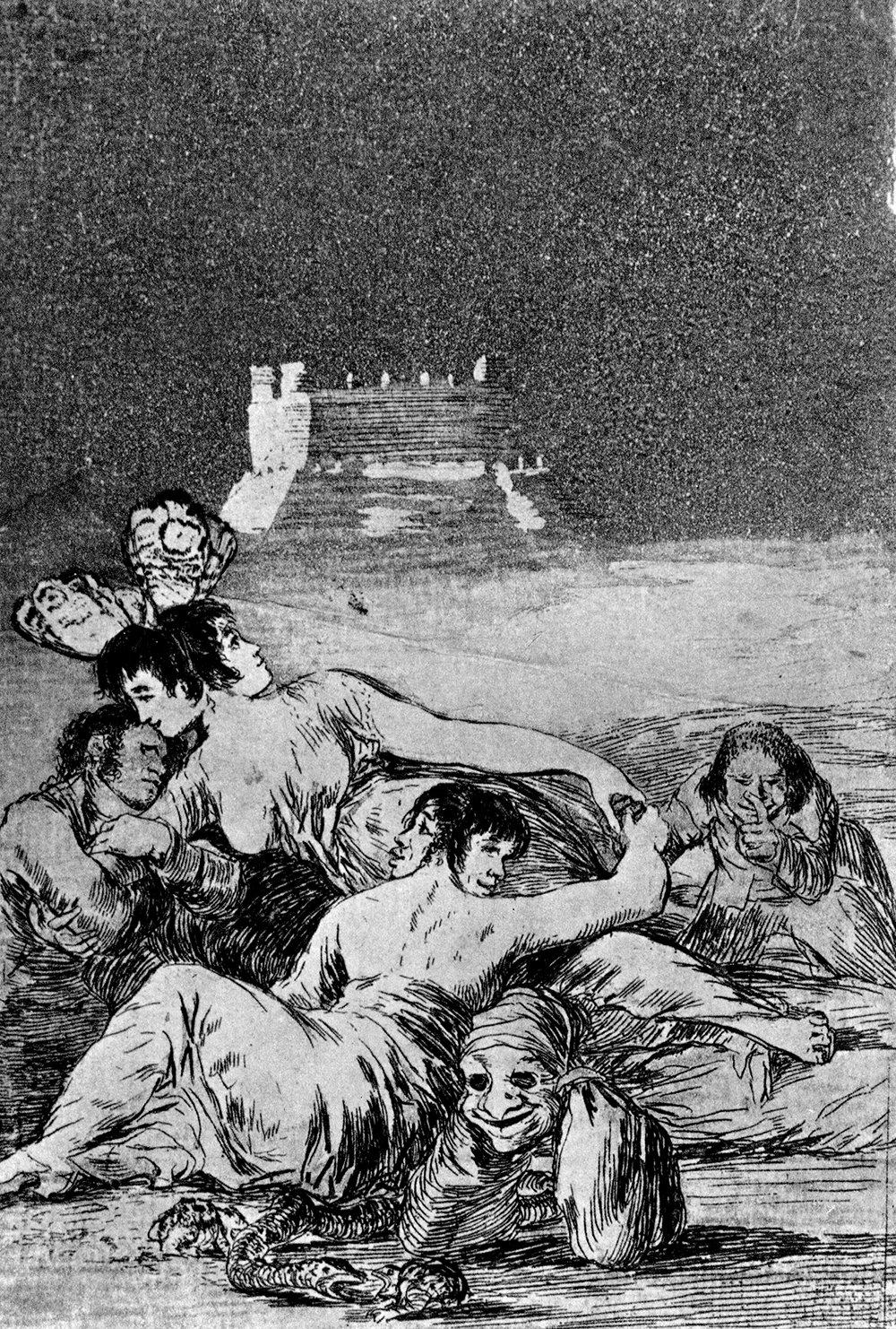 Cuadro Francisco de Goya - In The River, lámina mate mediana con marco marrón de madera