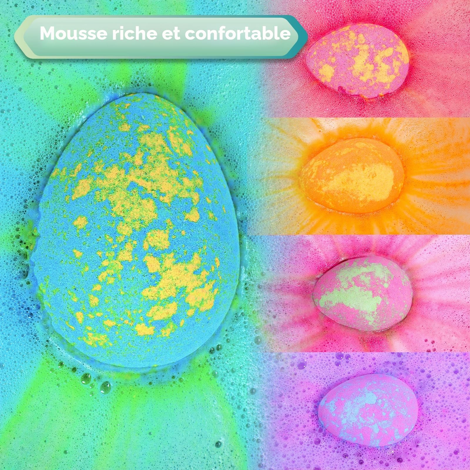 Bombe de Bain, Aofmee Coffret Boule de Bain Enfant Avec Surprise Dinosaure, Boules de Bain Moussant Naturel Pour Garçons et Filles, Cadeaux Pour Pâques Halloween Noël Saint Valentin Anniversaire