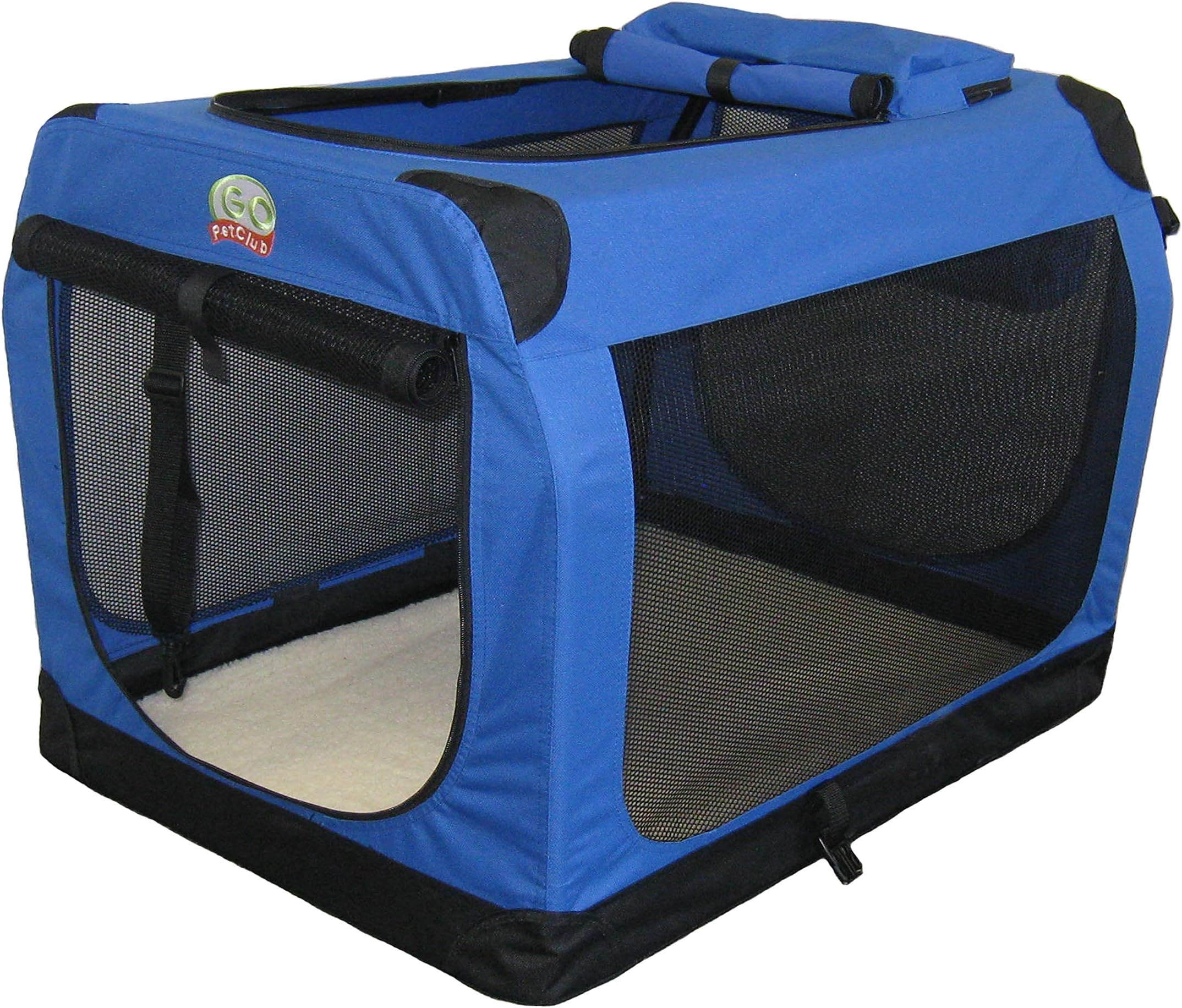 Go Pet Club - 48" Soft Collapsible Dog Crate - Portable Travel Dog Crate for Indoor & Outdoor - Soft Dog Kennel with Removable & Washable Mat - Blue