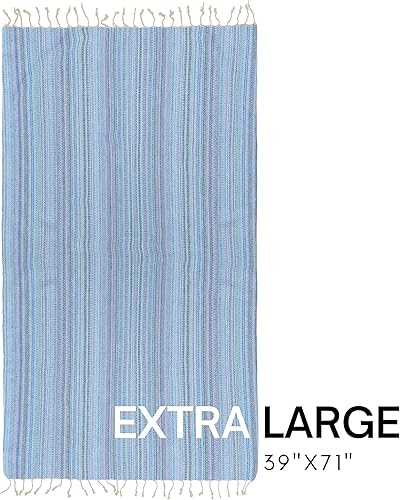 Vista 103 de BAY LAUREL - Toalla de playa turca con bolsa de viaje, grandes, de 39 x 71 pulgadas, de secado rápido, libre de arena y ligera Beige con bolsa roja