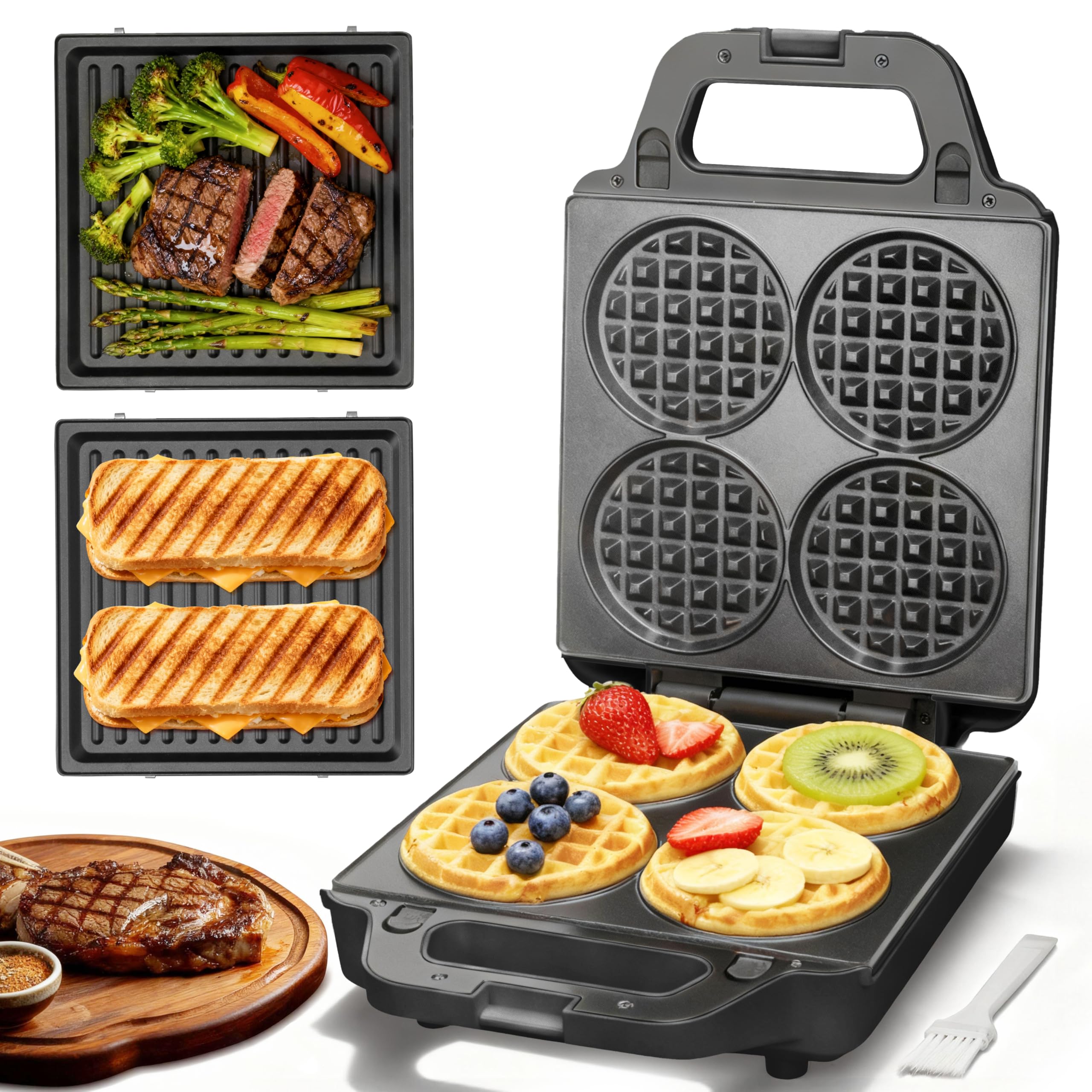 SugarWhisk 2 in 1 Mini Waffle Maker