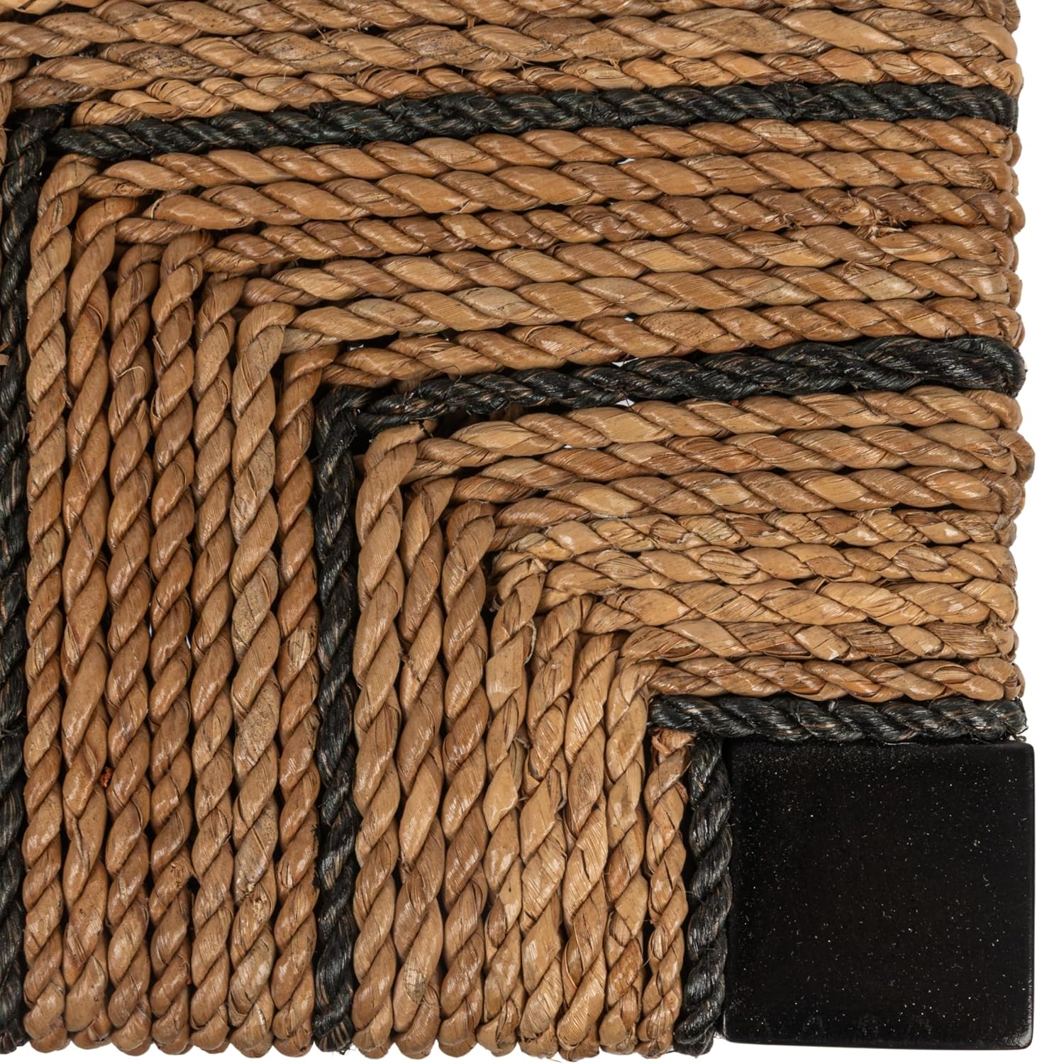 Creative Co-Op Willowbrook Solid Wood and Natural Woven Seagrass Rope Dining Chair, Mahogany Black Finish, Set of 2