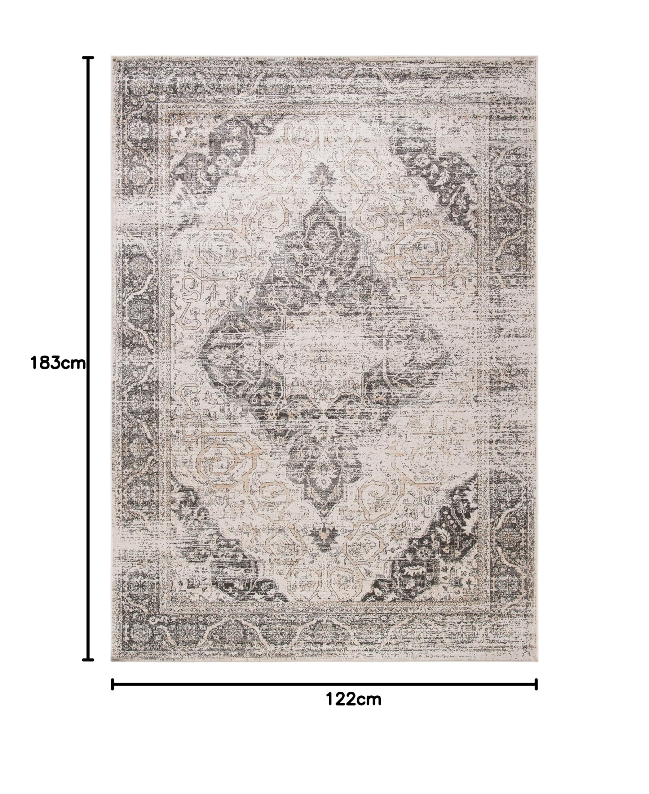 SAFAVIEH Tapis Traditionnel Pour Salon, Salle à manger, Chambre à coucher - Atlas Collection, Tapis à poil court, Ivoire et beige, 122 X 183 cm